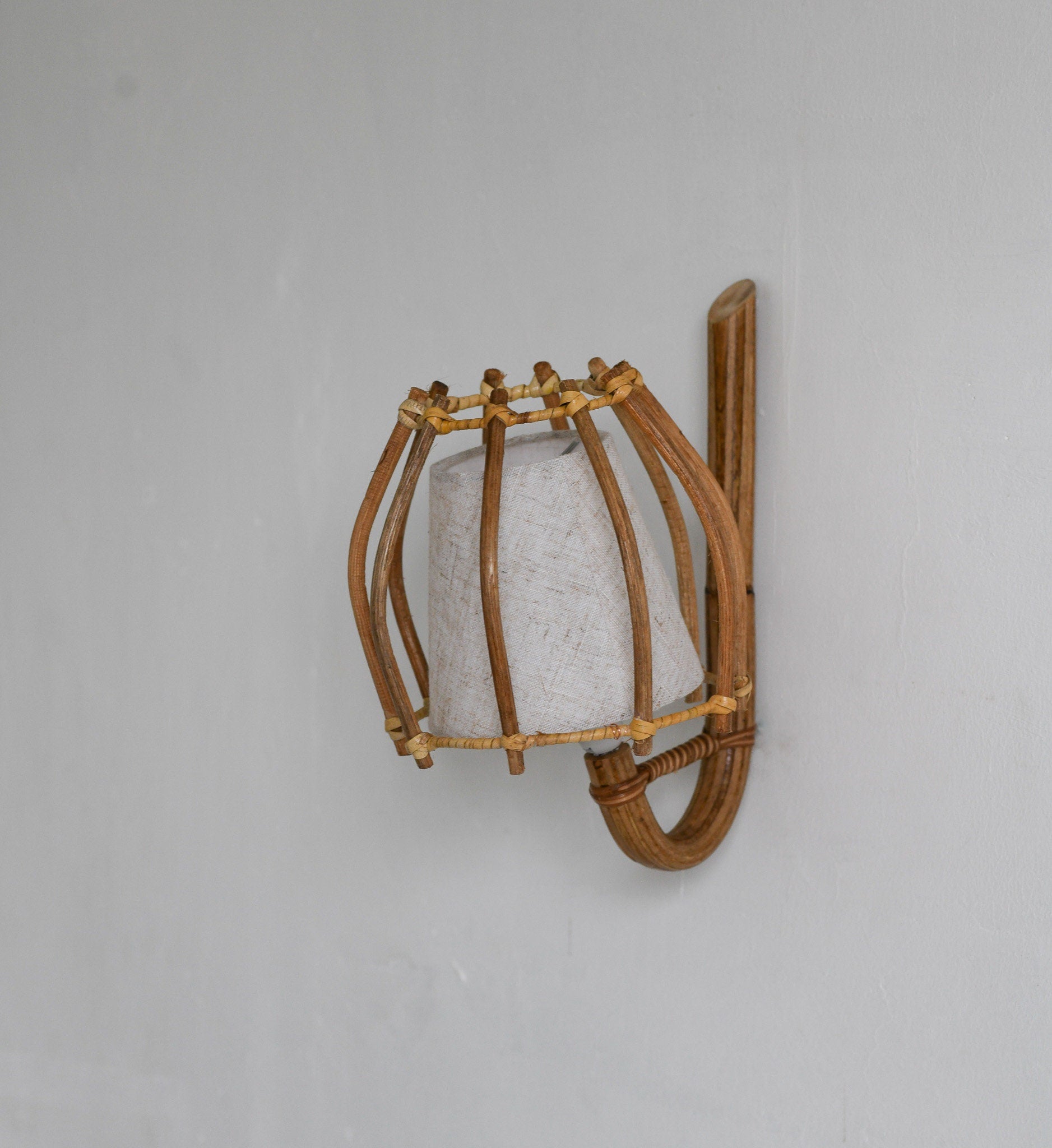 Vintage Style Rattan Wall Sconce, Bedroom Lighting