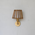 French Rattan Wall Sconce with Gold Frame | Mid-Century Bedroom Vanity Light