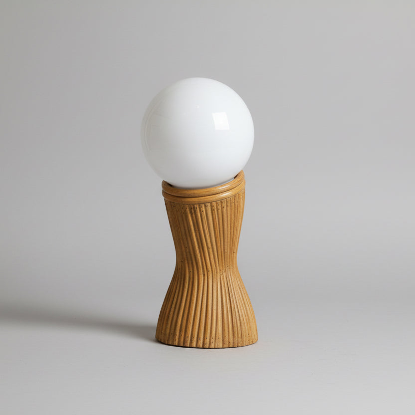 Mid Century Modern Pencil Reed Table Lamp, Space Age Dome Shade