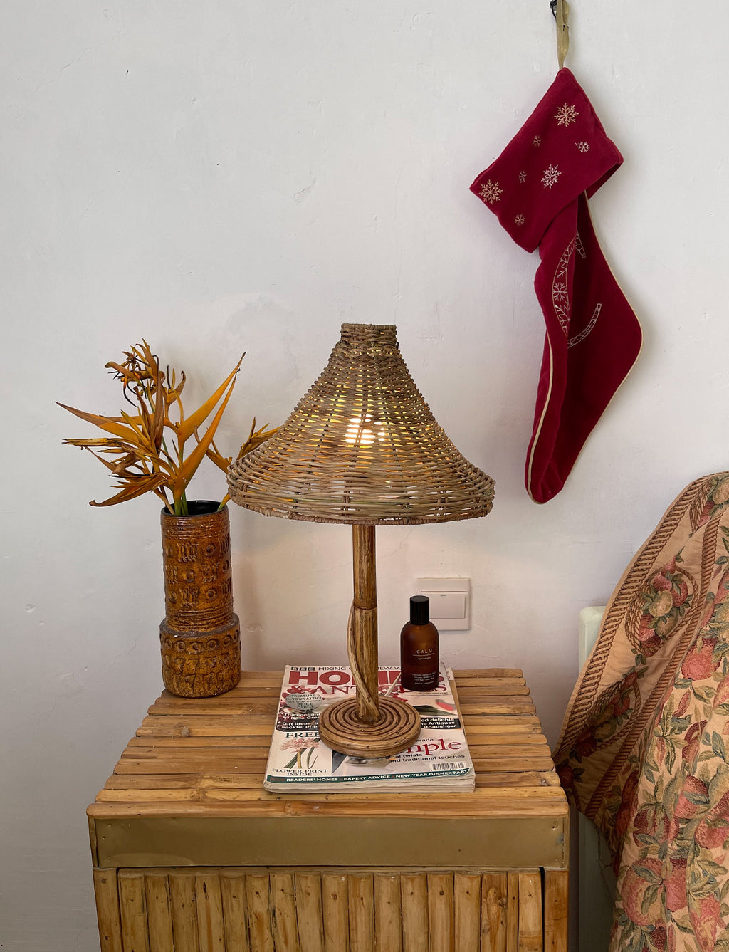 Vintage Rattan Table Lamp - Wicker Shade Handcrafted | Rattanology