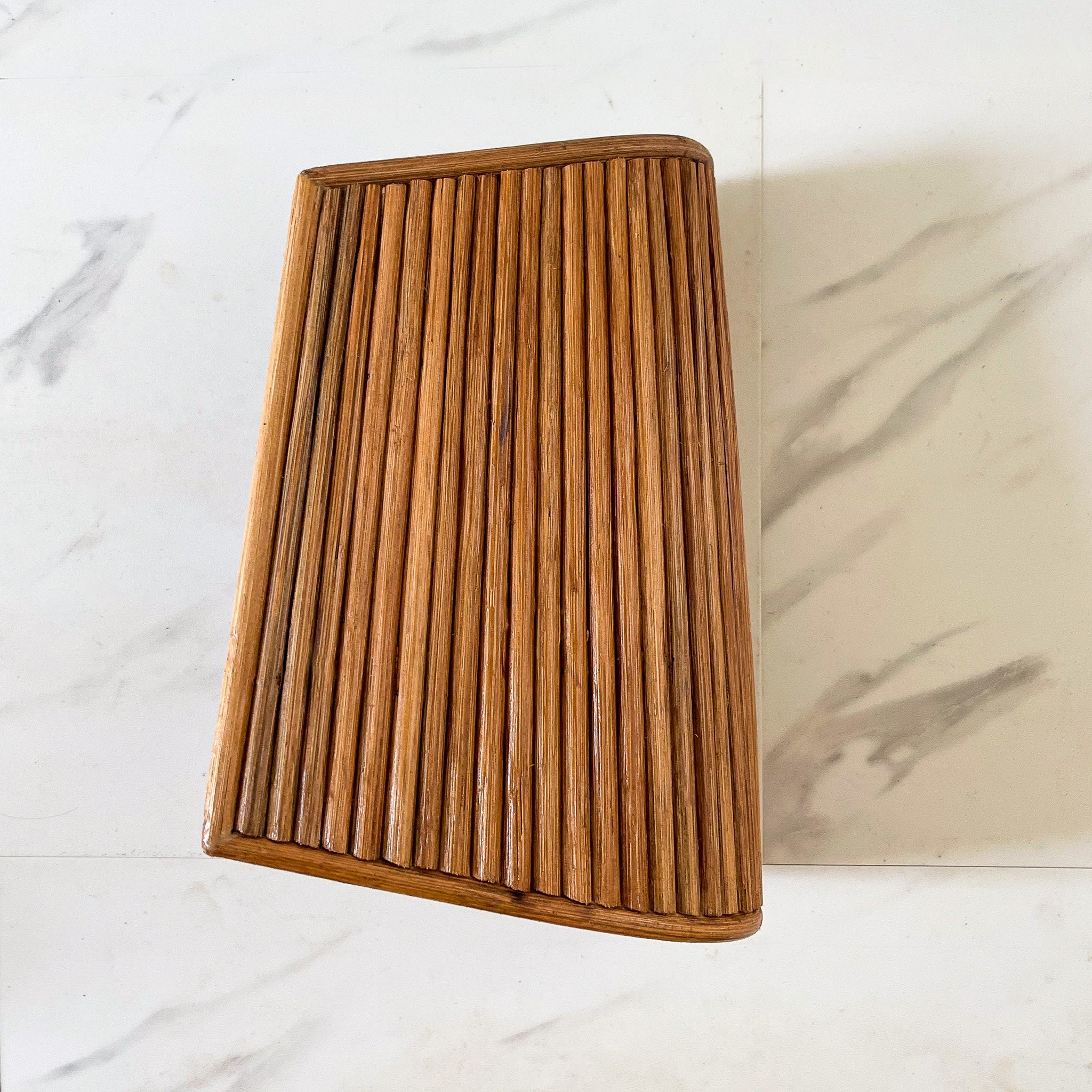 Vertical Lines Rattan Wall Sconce — Single Left Facing | Mid-Century Wall Light USA