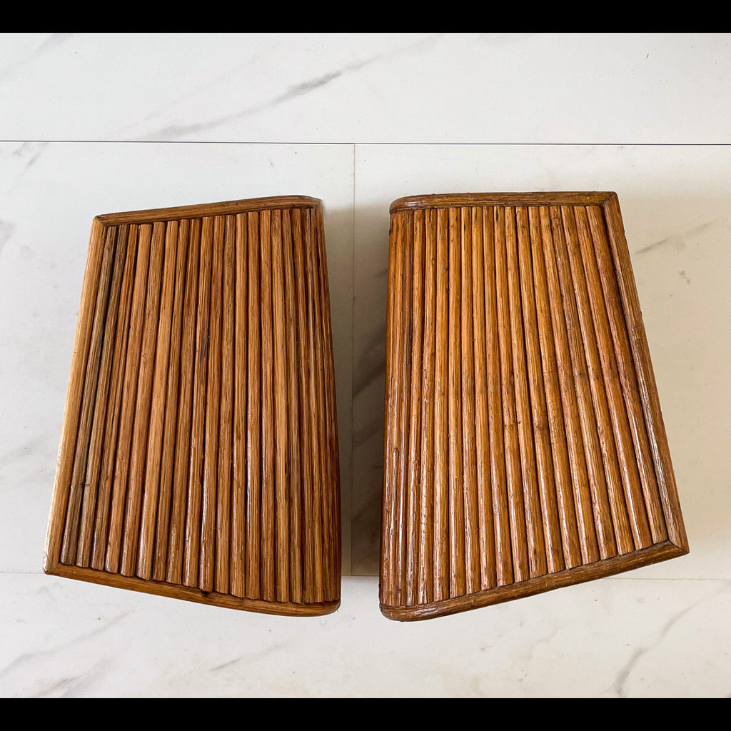 Vertical Lines Rattan Wall Sconce — Pair Left & Right | Mid-Century Wall Light USA