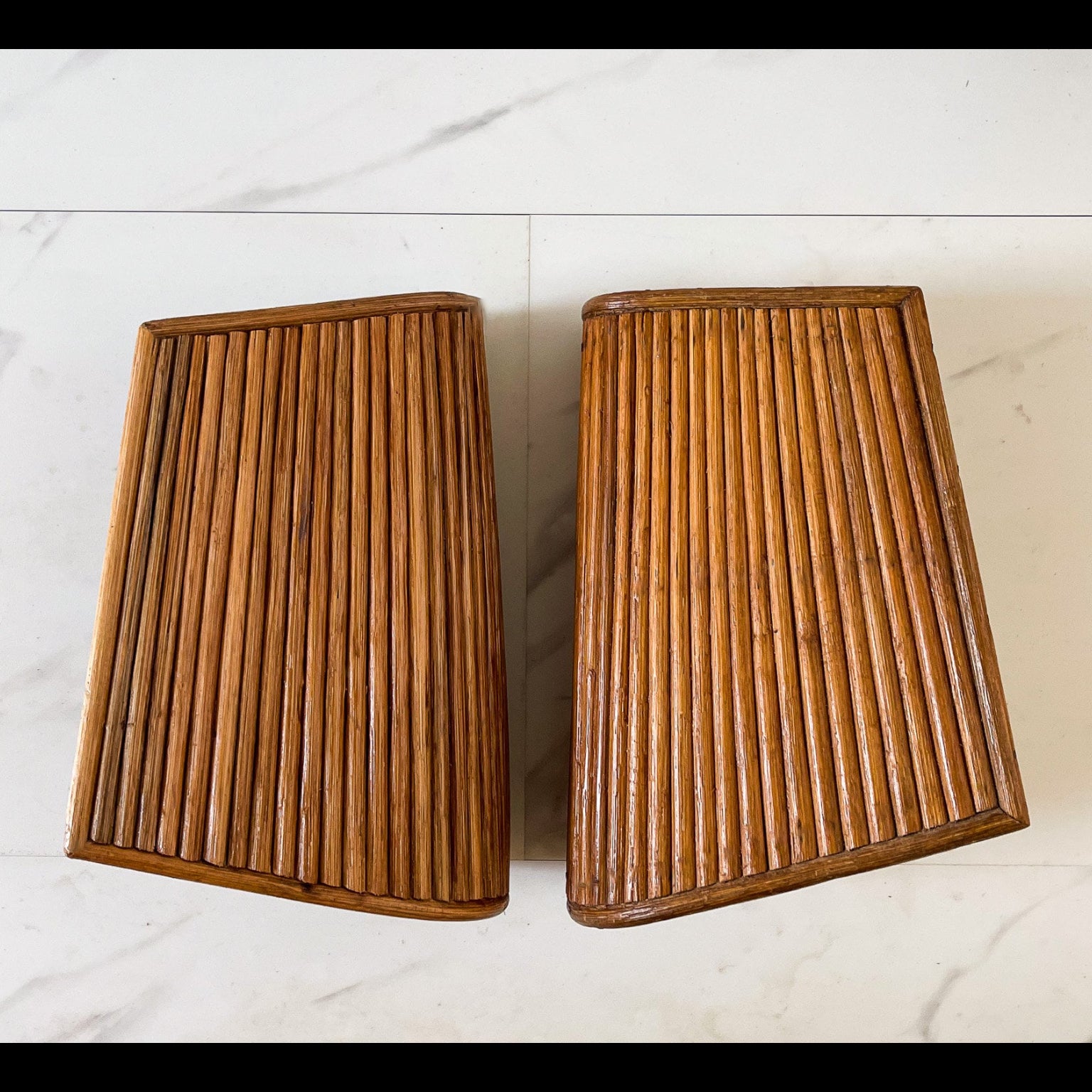 Vertical Lines Rattan Wall Sconce — Pair Left & Right | Mid-Century Wall Light USA