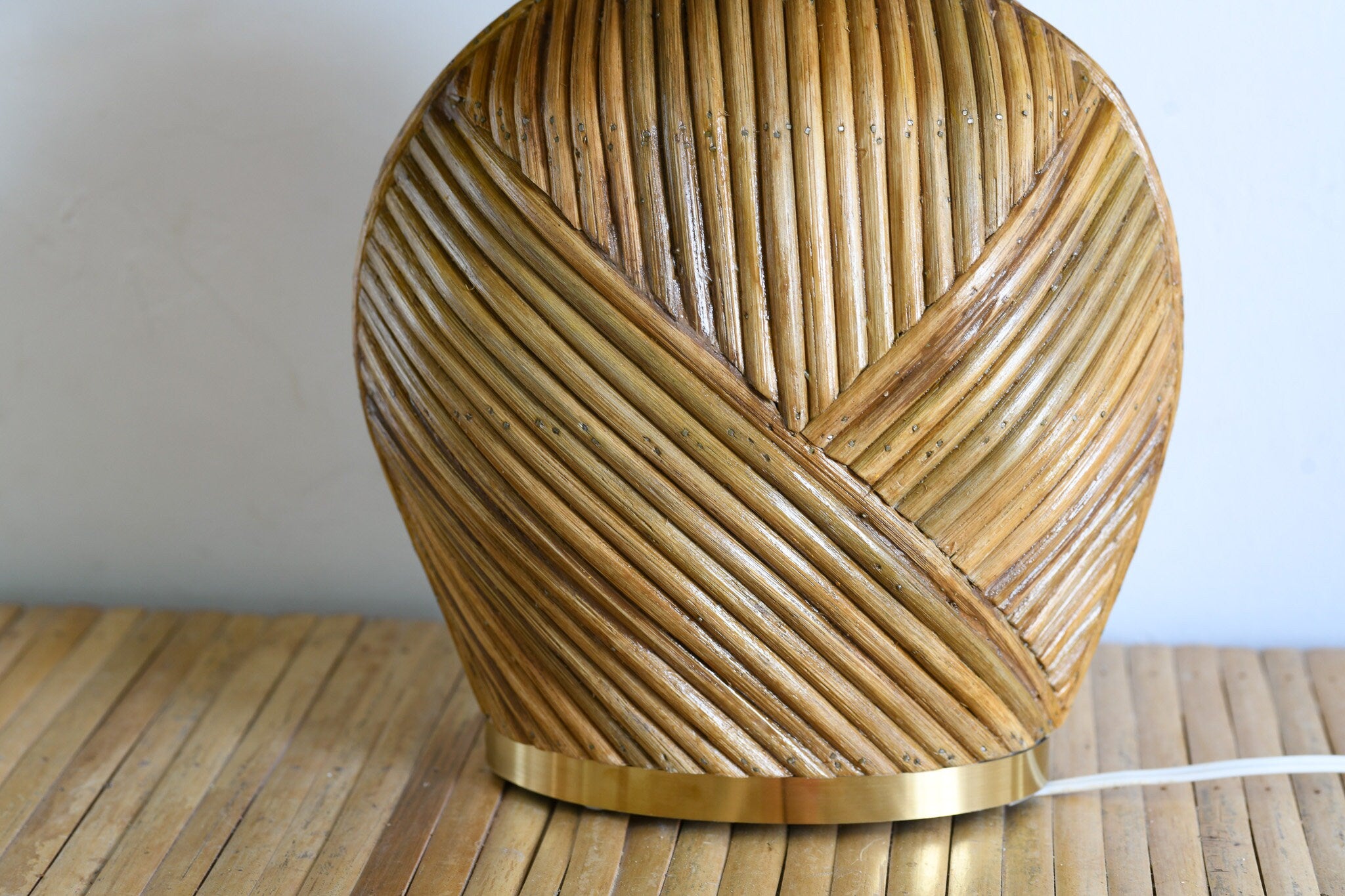 Deco Table Lamp, Rattan Pencil Reed, Mid-century Modern Style Lighting