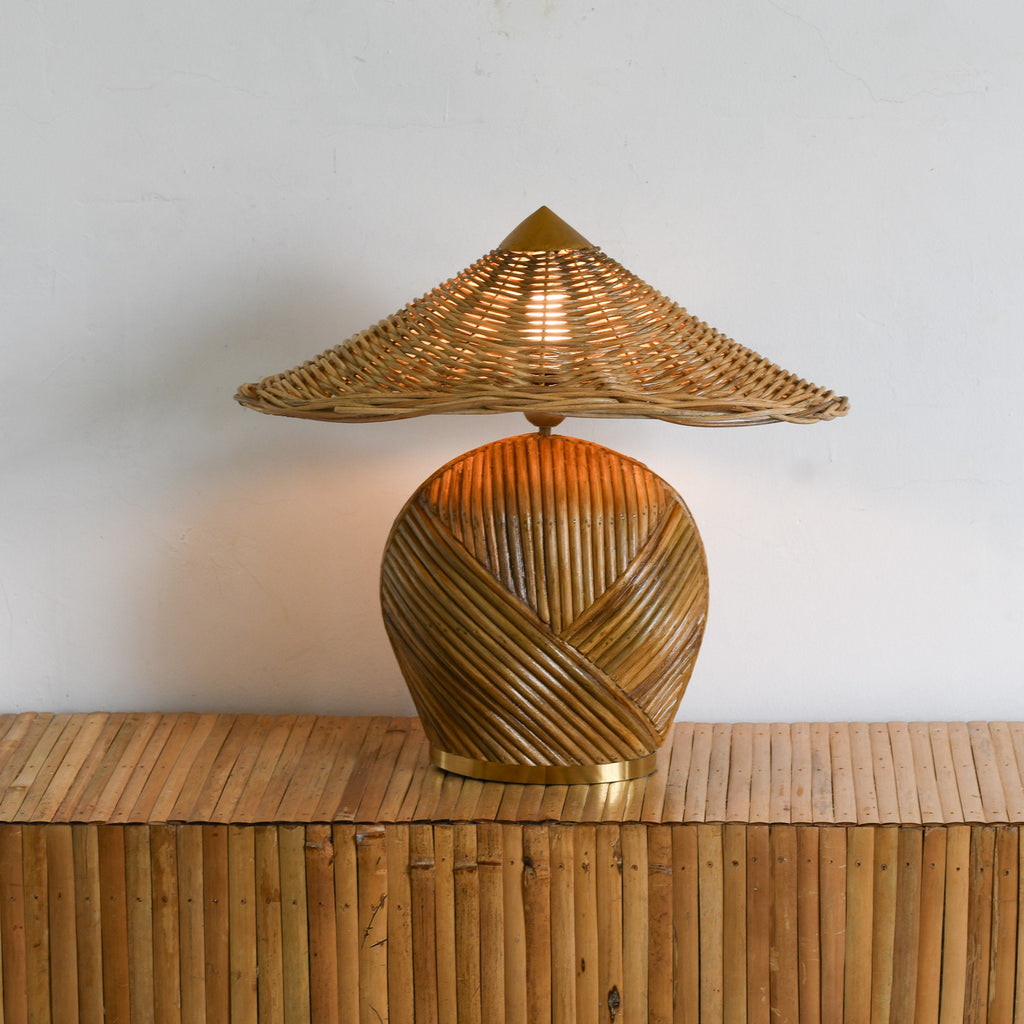 Deco Table Lamp, Rattan Pencil Reed, Mid-century Modern Style Lighting