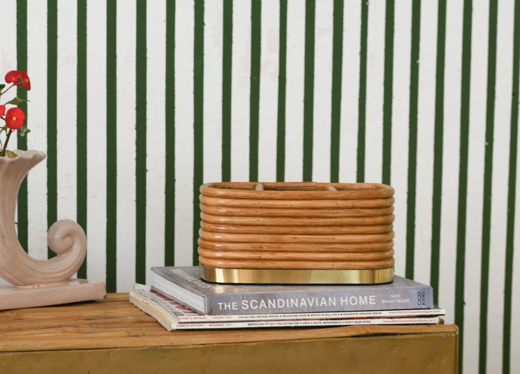 Desk Organizer Rattan Mid century modern