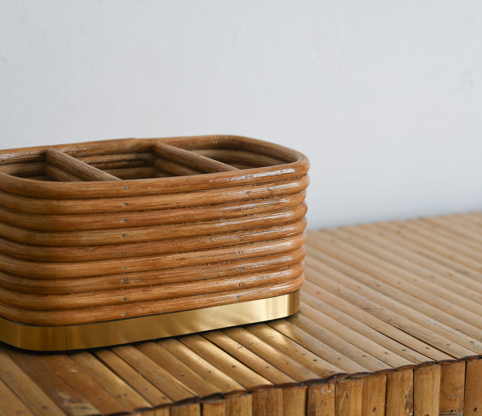 Desk Organizer Rattan Mid century modern