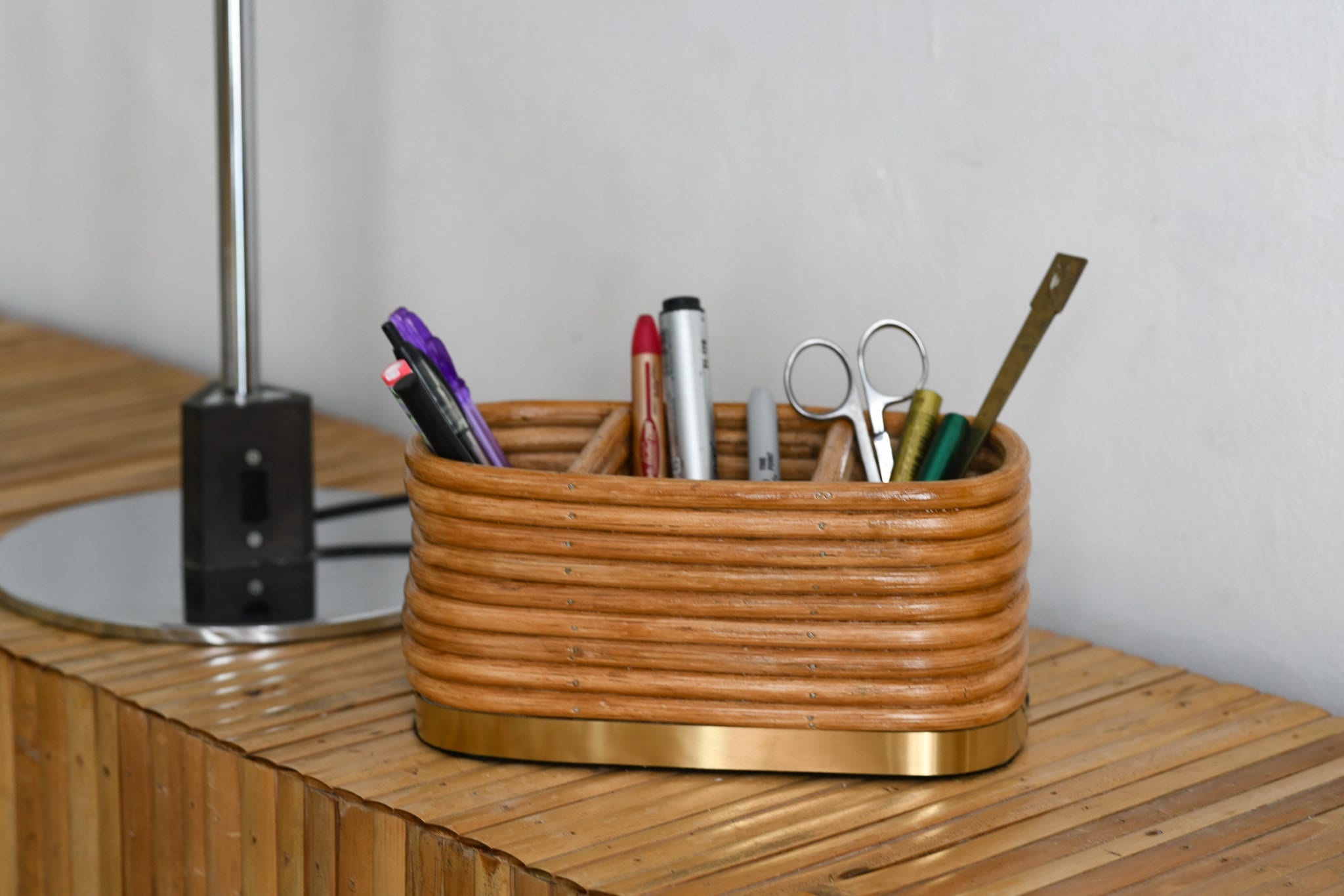 Desk Organizer Rattan Mid century modern