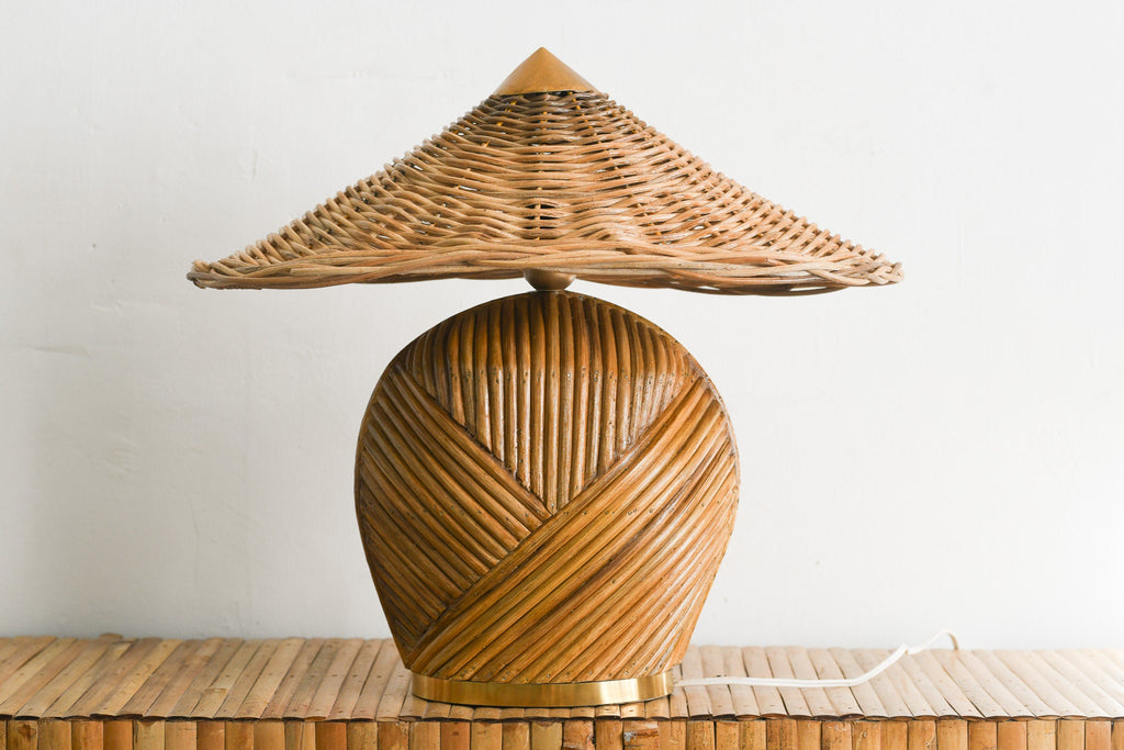 Deco Table Lamp, Rattan Pencil Reed, Mid-century Modern Style Lighting