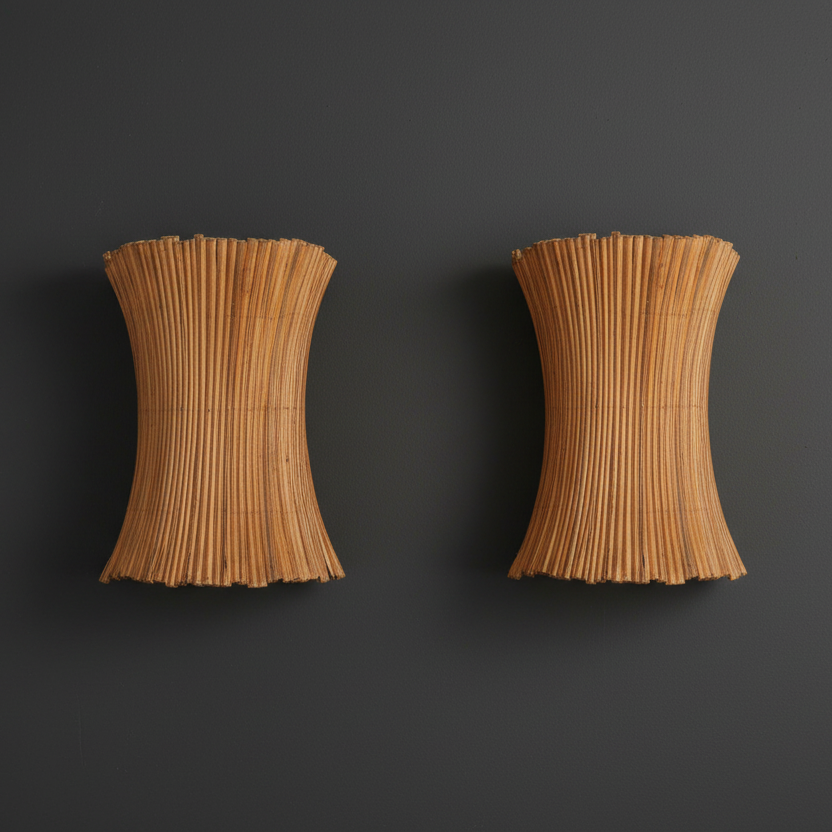 Pencil Reed Bundle Wall Sconce Pair