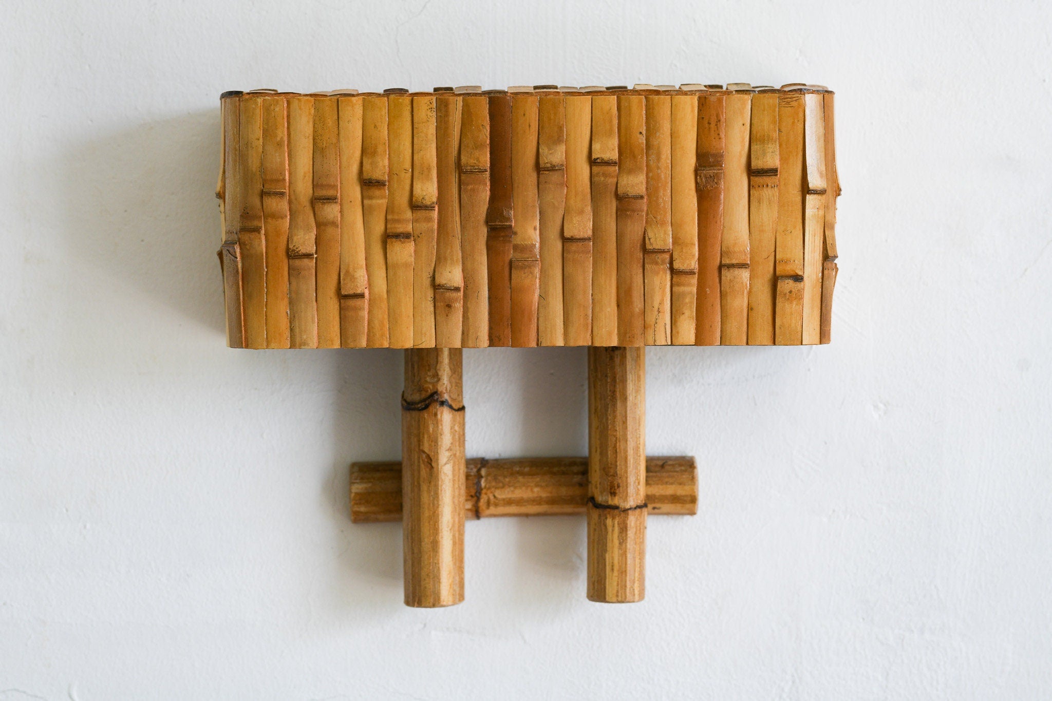 Mid-Century Modern Bamboo Wall Lamp, Organic Lighting