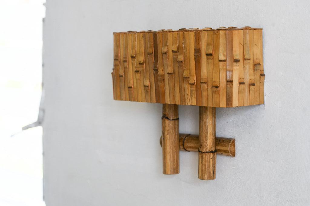 Mid-Century Modern Bamboo Wall Lamp, Organic Lighting