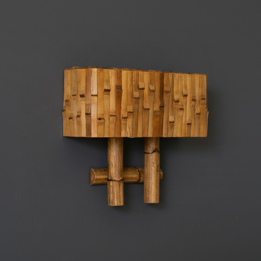 Culmo Wall Sconce — Bamboo Node Detail, Front View | Rattanology USA