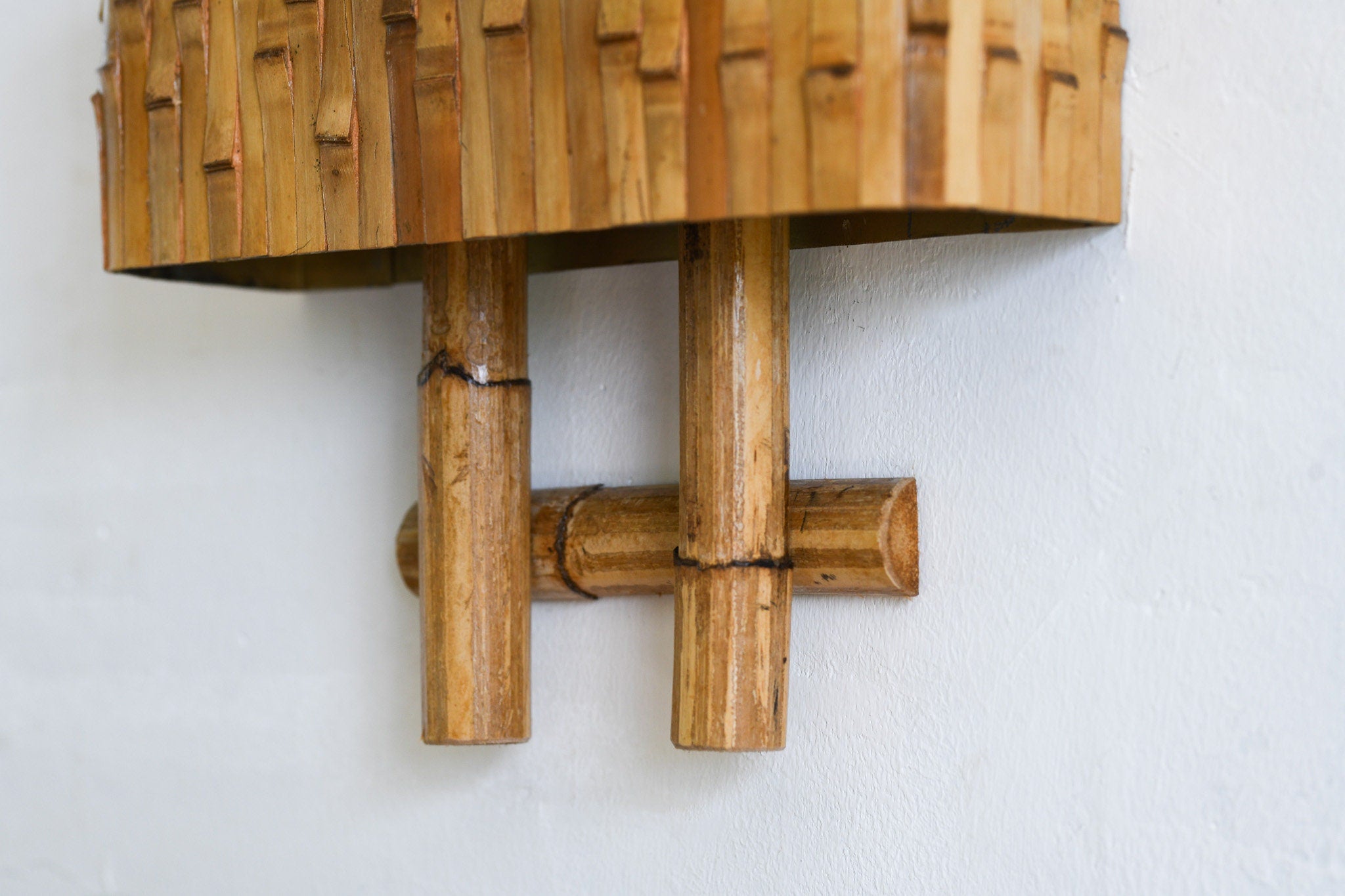 Mid-Century Modern Bamboo Wall Lamp, Organic Lighting