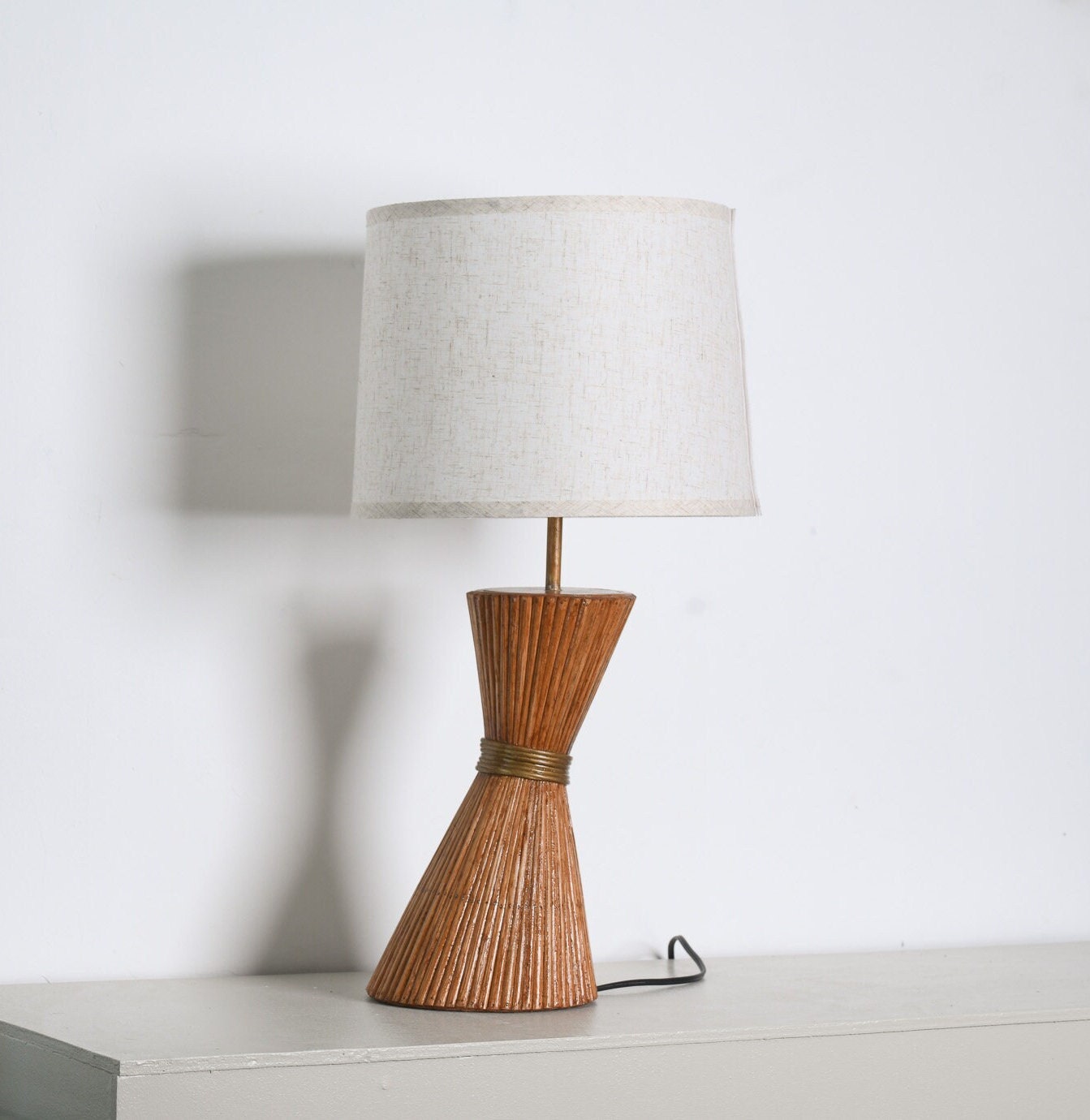 Hour Glass Shaped Rattan Table Lamp