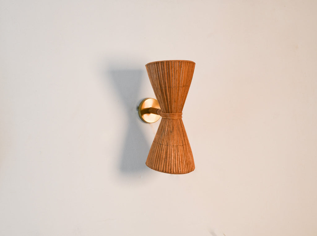 Up Down Interior Wall Light, Handcrafted Rattan, Stylish Lighting