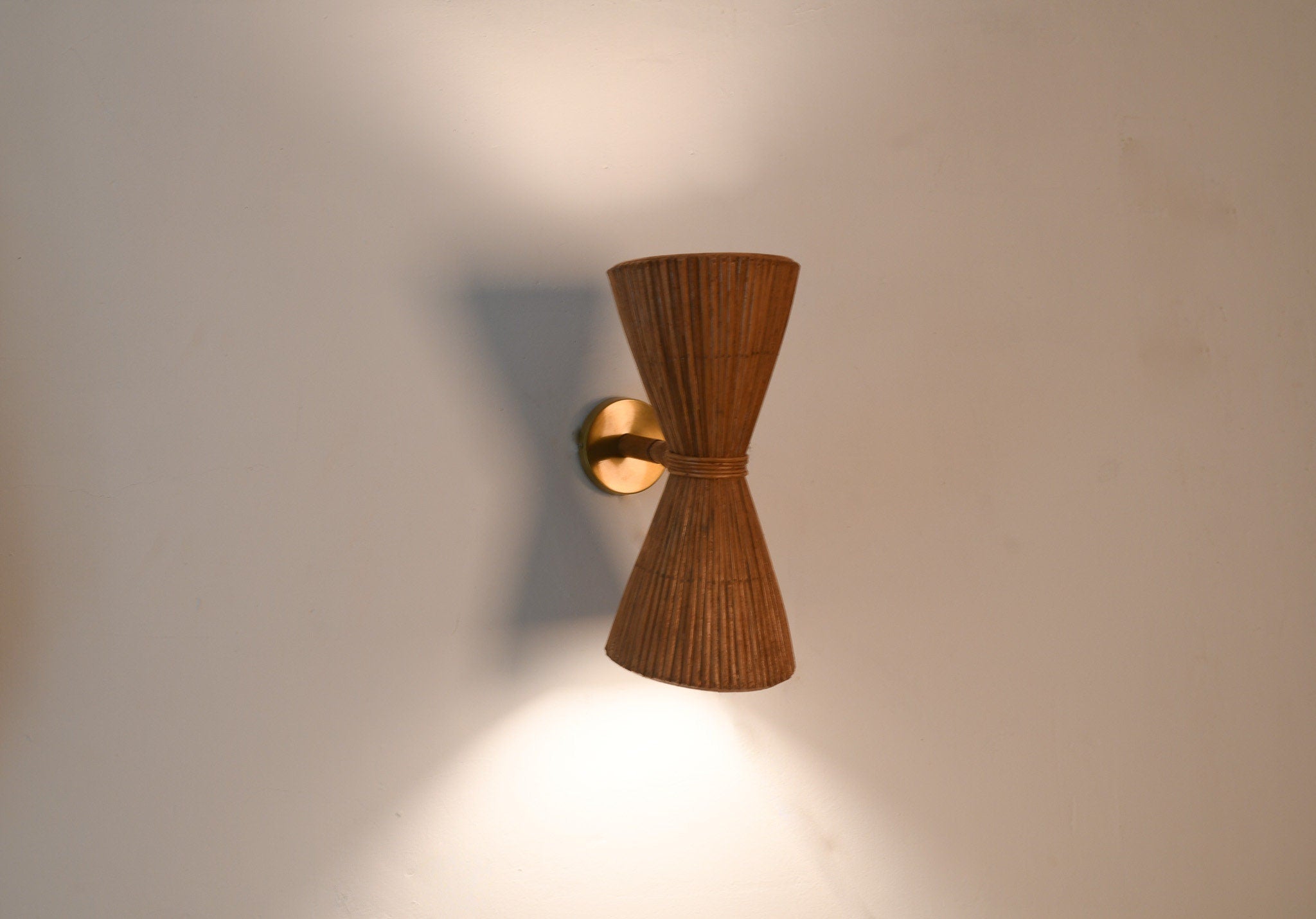 Up Down Interior Wall Light, Handcrafted Rattan, Stylish Lighting