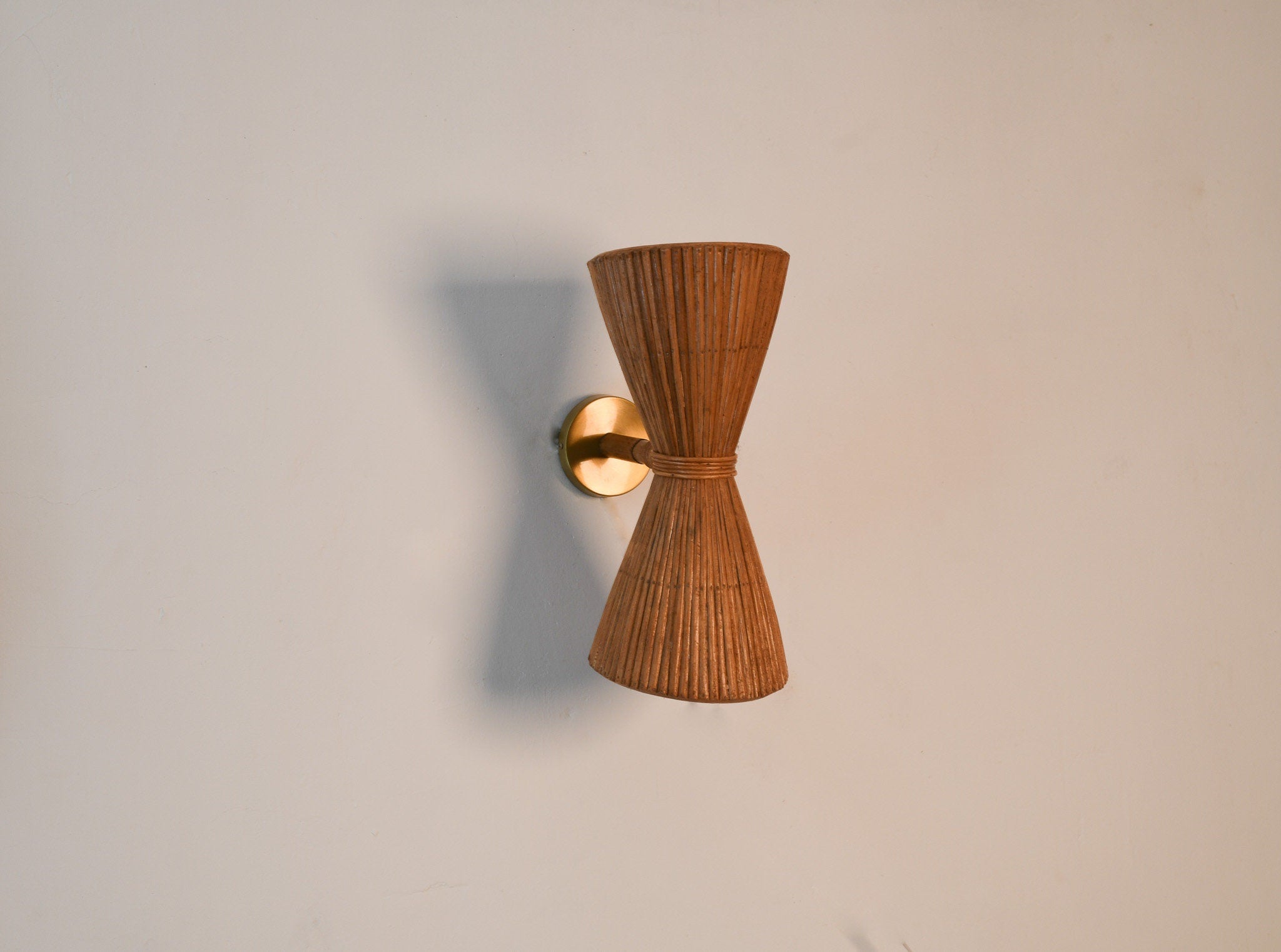 Up Down Interior Wall Light, Handcrafted Rattan, Stylish Lighting