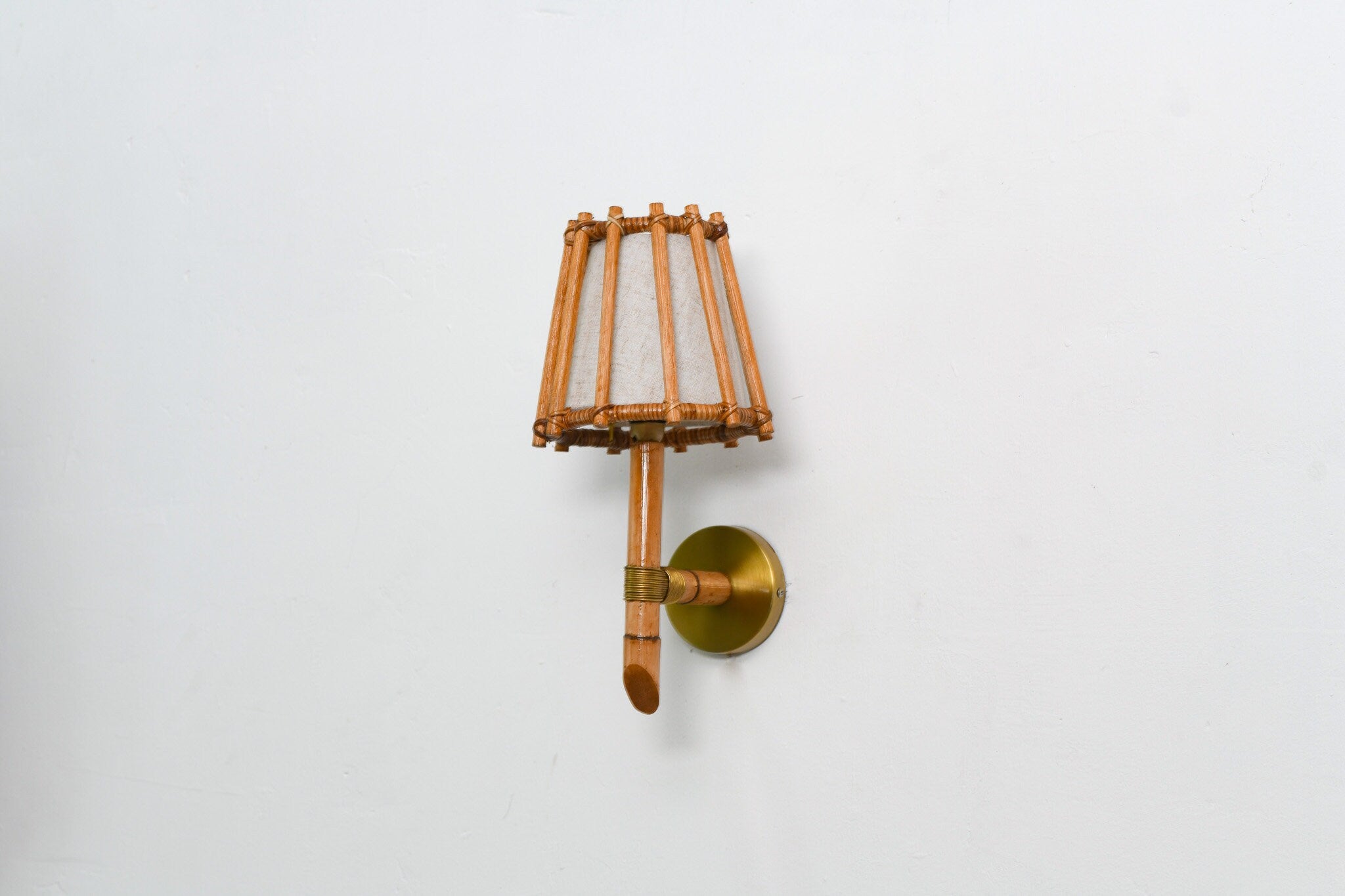 Handcrafted Rattan Wall Sconce, Mid-Century Modern Lamp