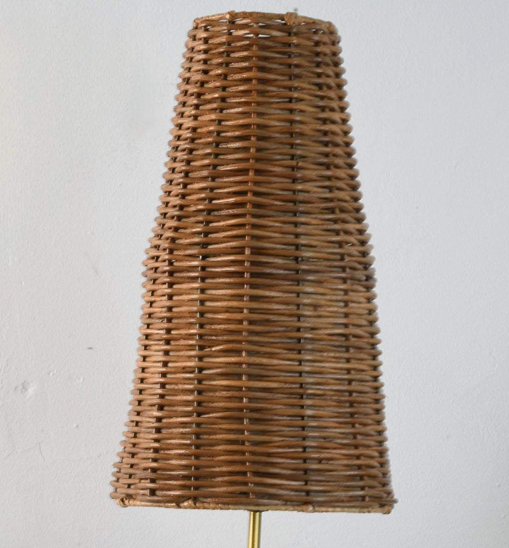 Aliah Rattan Table Lamp, Wicker Shade,  Mid-century Modern Style