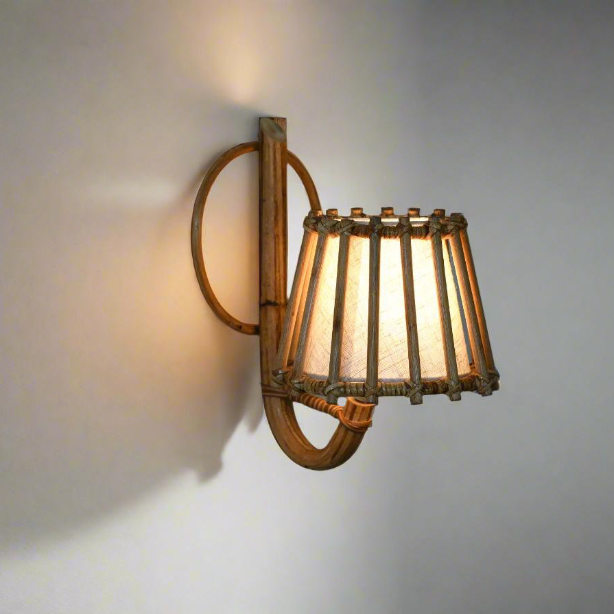 Pencil Reed Rattan Wall Sconce — Handwoven Natural Rattan Wall Light USA | Rattanology
