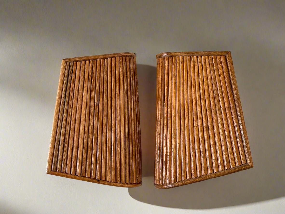 Vertical Lines Rattan Wall Sconce