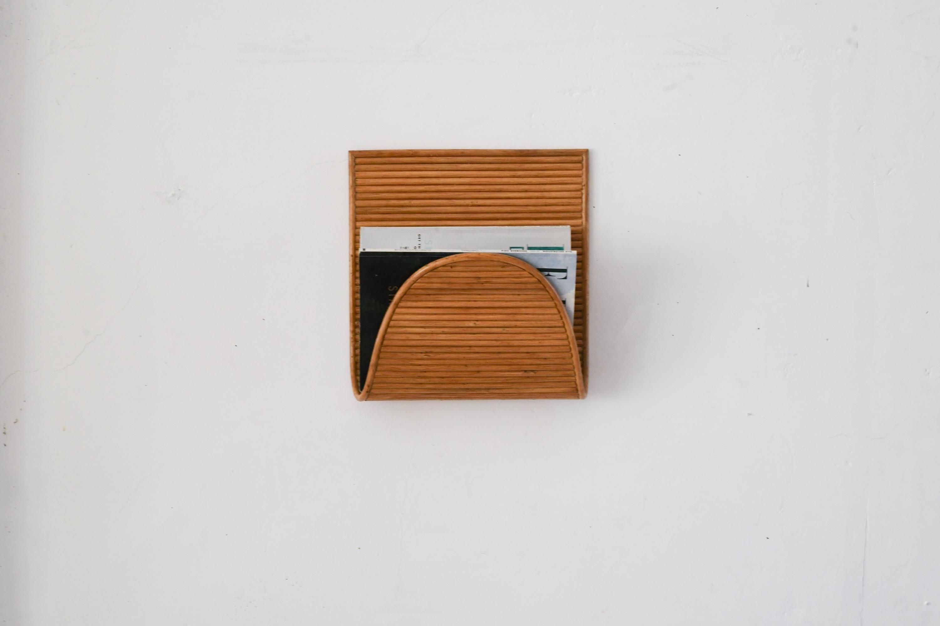 Rattan Modern Wall Mounted Magazine Rack Aldo