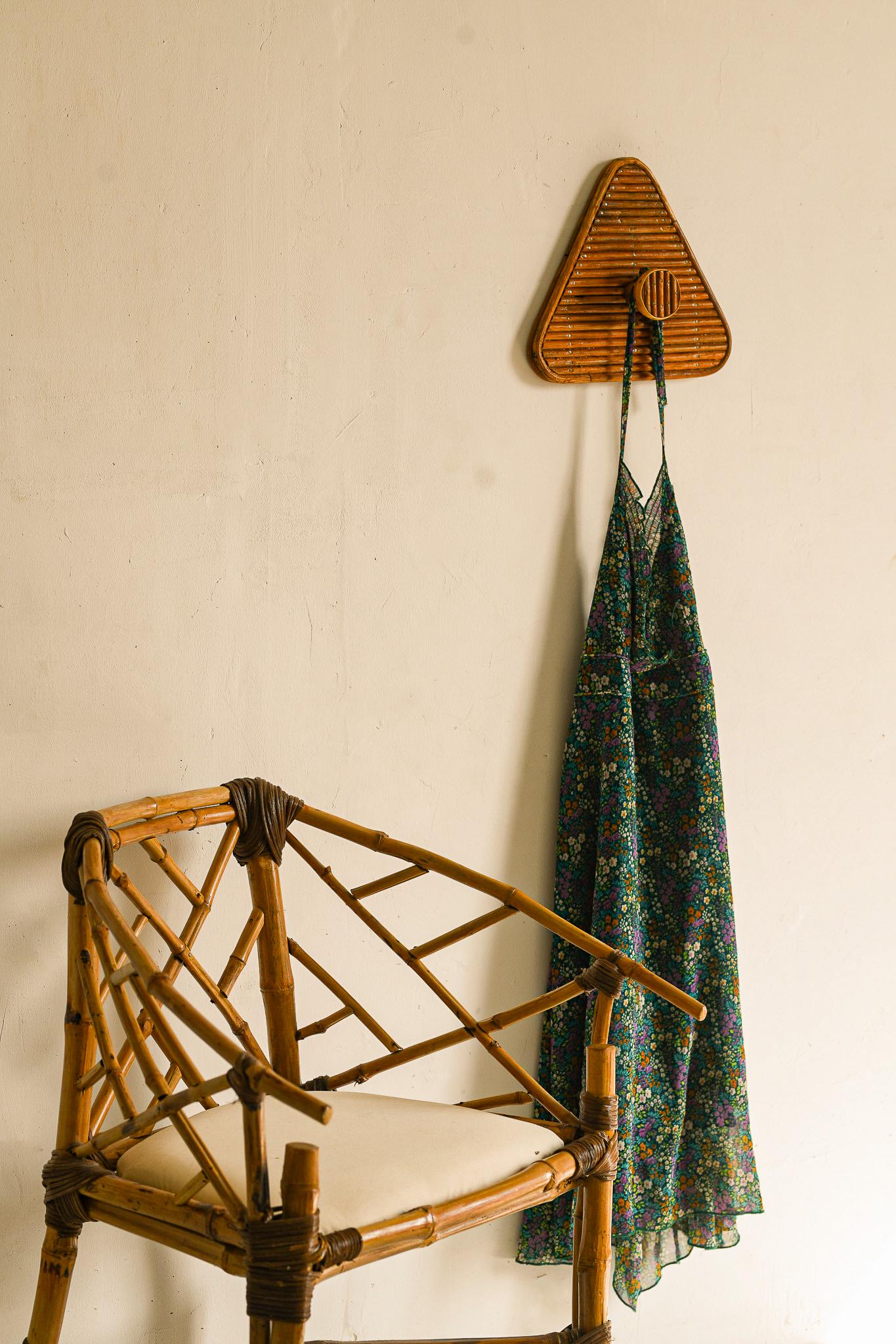 Triangular Rattan Coat Rack / Coat Hook