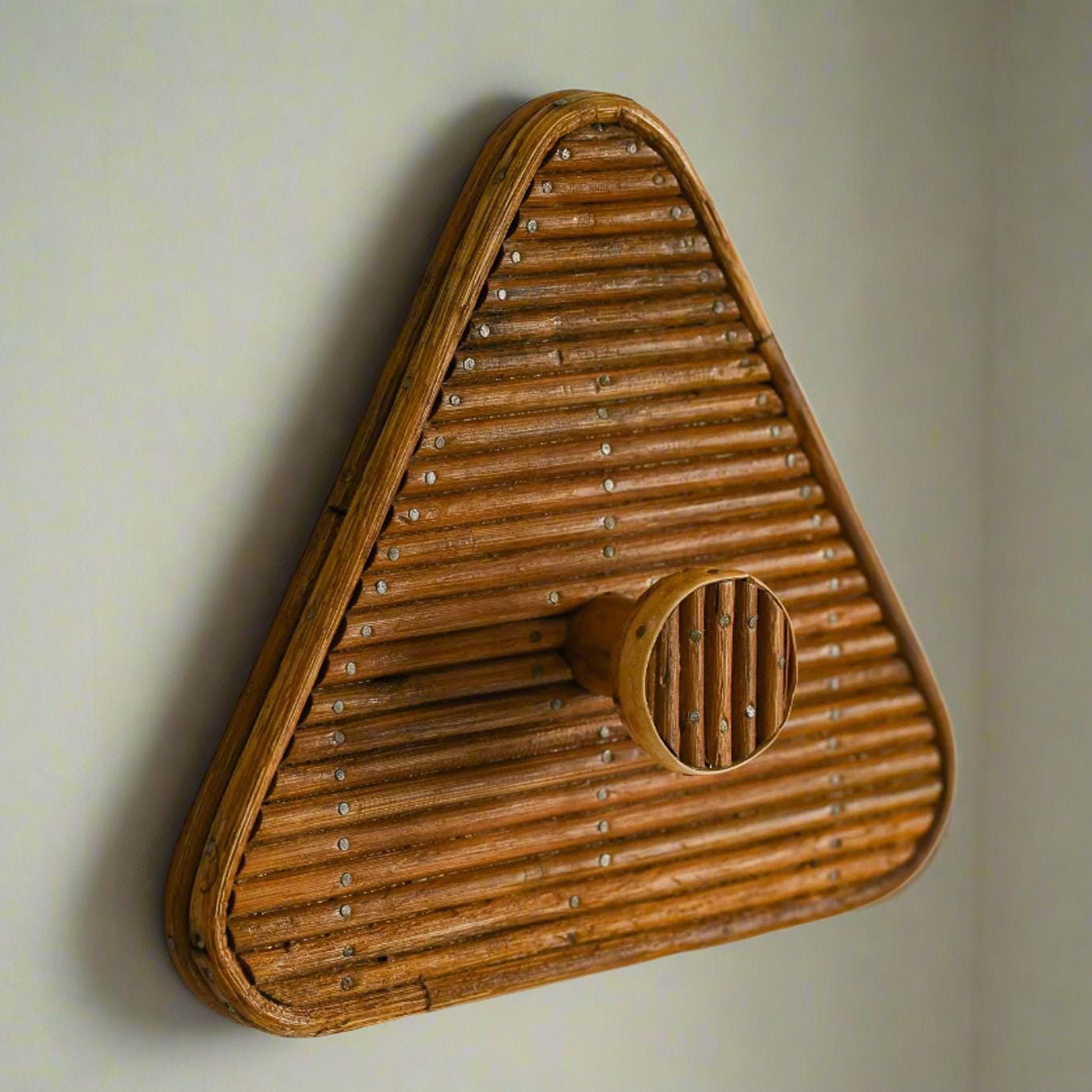 Triangular Rattan Coat Rack / Coat Hook