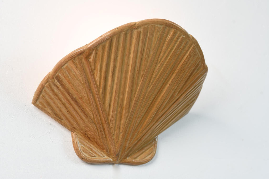 Clam Shell Rattan Wall Sconce, Mid-Century Modern Lighting