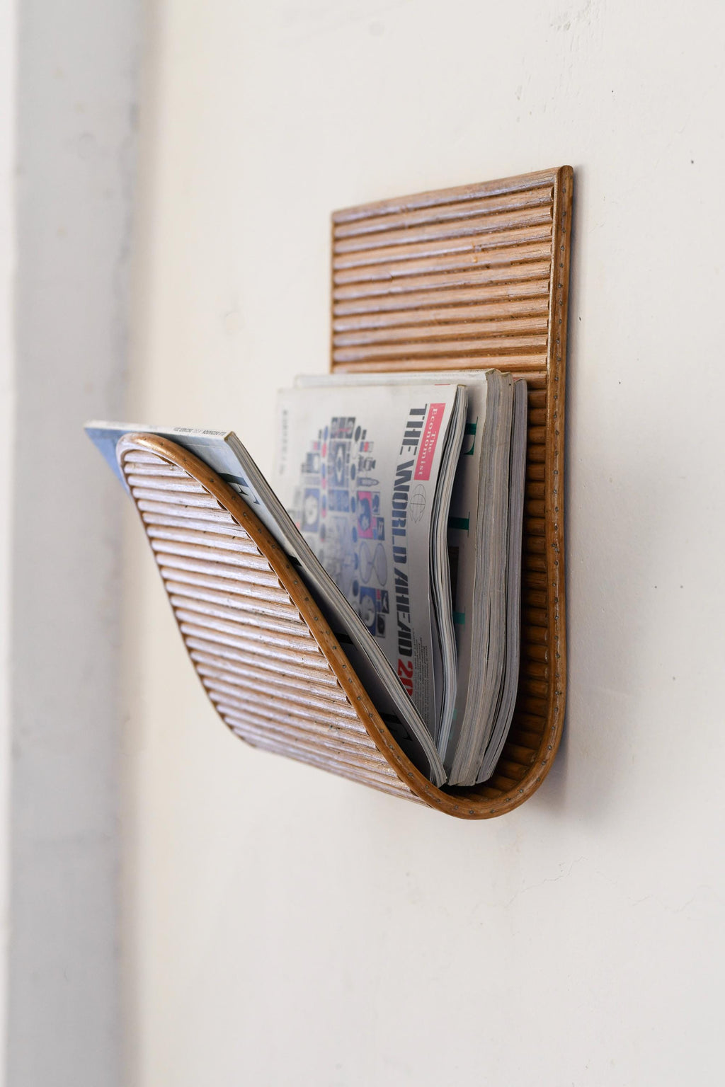 Rattan Modern Wall Mounted Magazine Rack Aldo