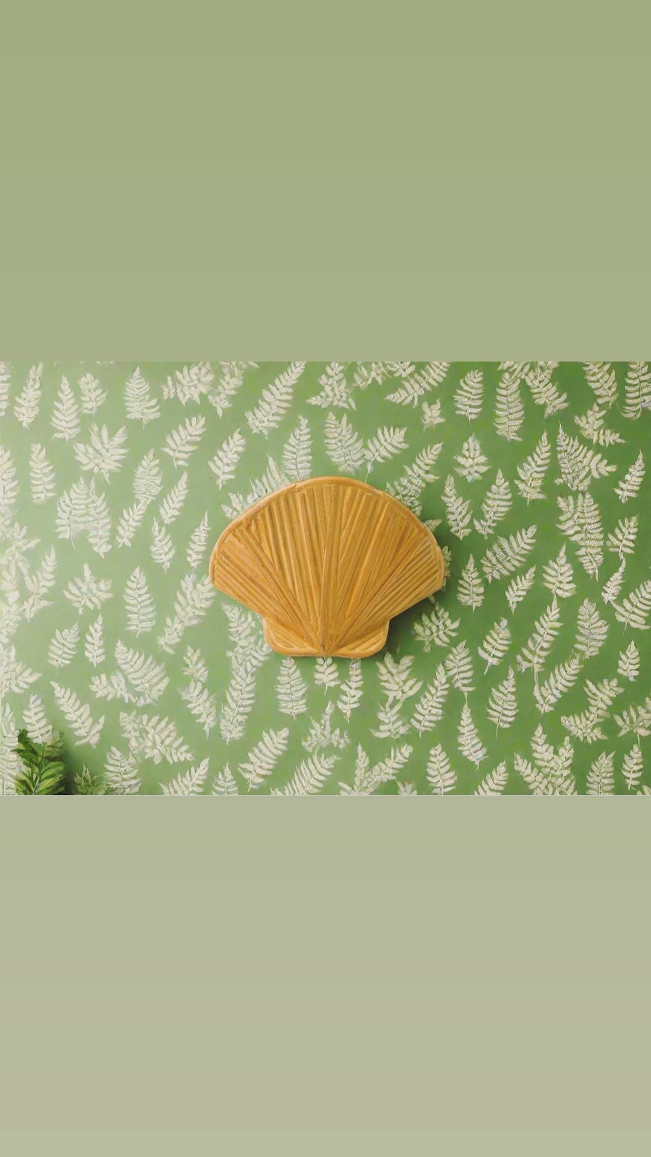 Clam Shell Rattan Wall Sconce, Mid-Century Modern Lighting