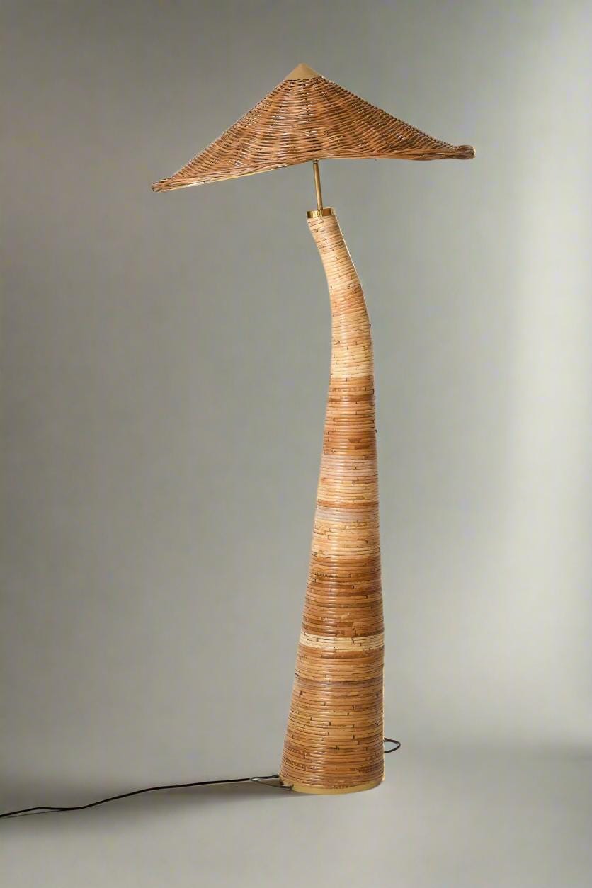 Shroom 002 Rattan Floor Lamp | Handcrafted Mushroom Shaped Statement Lighting