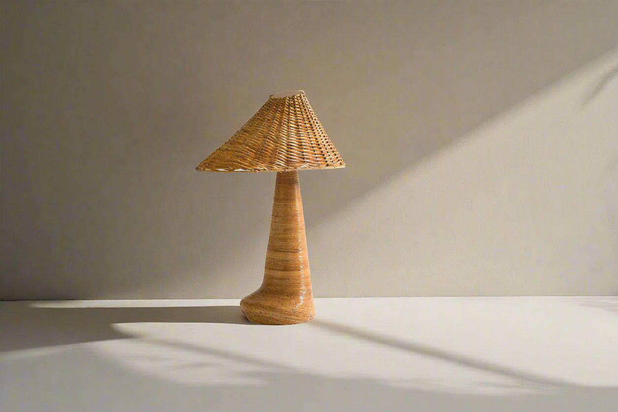 Chloe Rattan Table Lamp, Wicker shade, Bedroom Lamps, Living Room Lamps, Unique Lighting