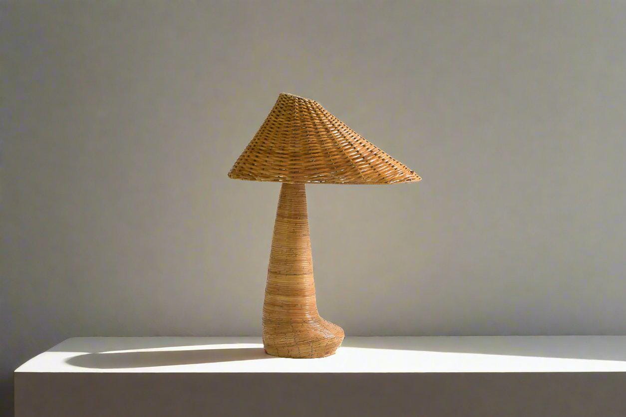 Chloe Rattan Table Lamp, Wicker shade, Bedroom Lamps, Living Room Lamps, Unique Lighting