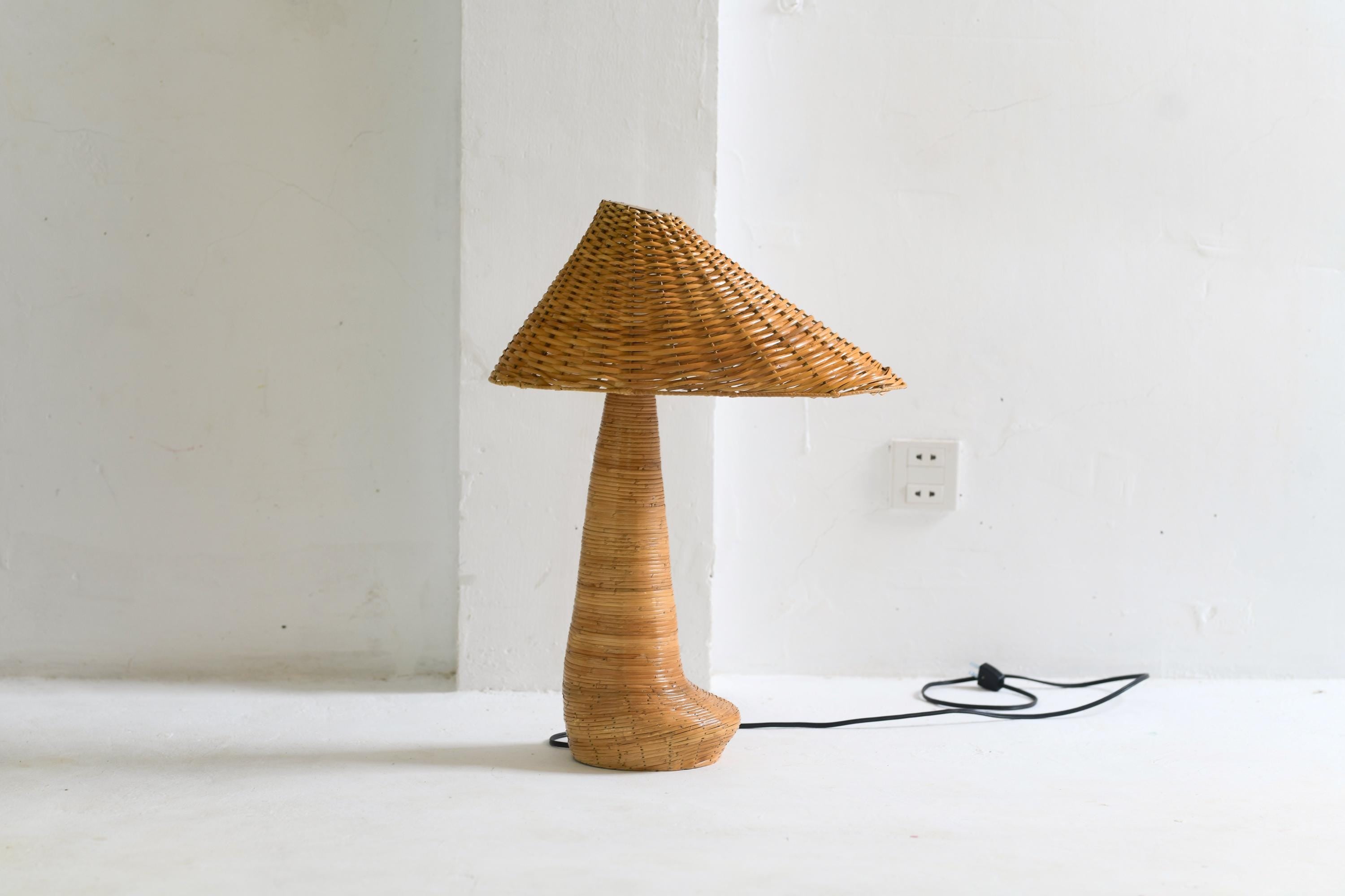 Chloe Rattan Table Lamp, Wicker shade, Bedroom Lamps, Living Room Lamps, Unique Lighting