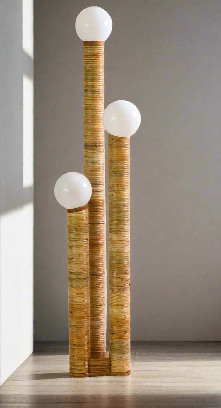 Rattan floor lamp Luigi Trio Light