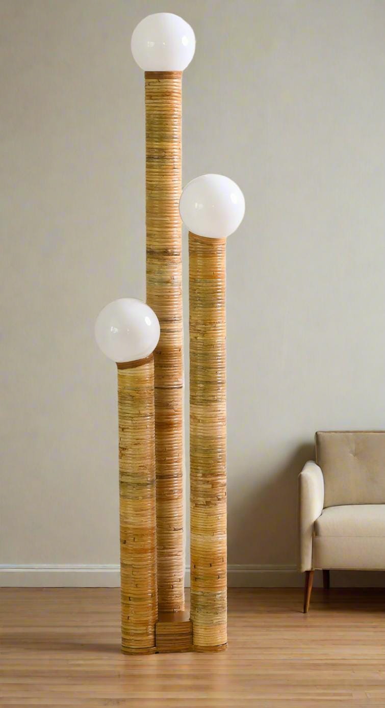 Rattan floor lamp Luigi Trio Light