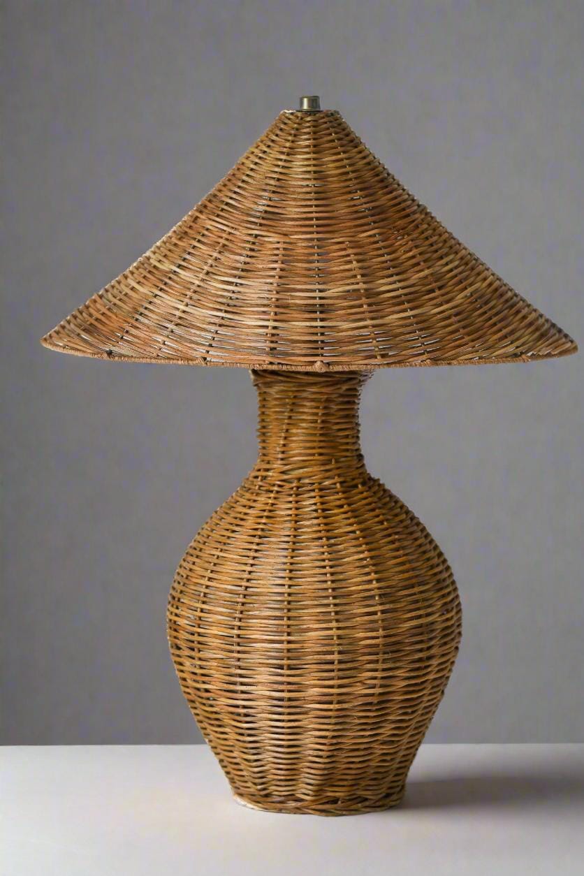 Aliah Wicker Table Lamp, Vintage Style, living room, bedroom lighting