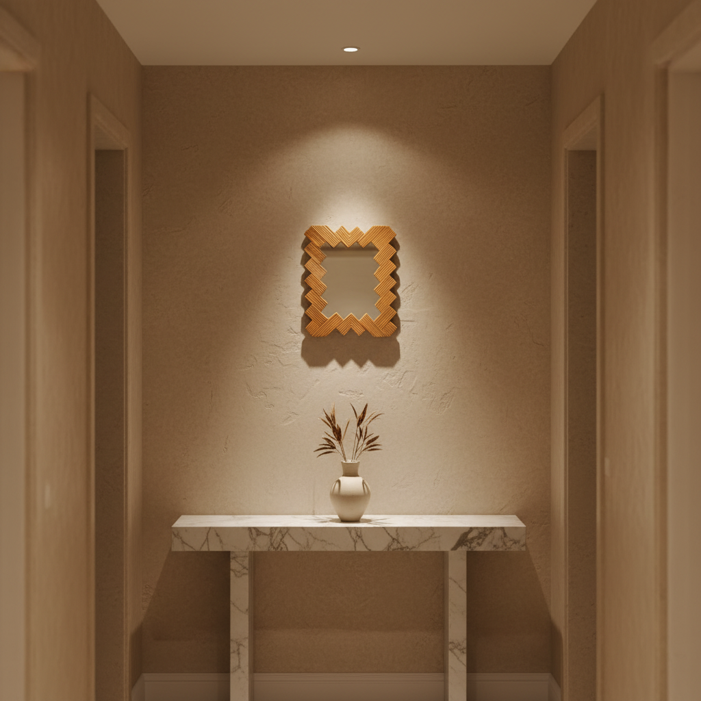 Handwoven Rattan Wall Mirror – Vintage Herringbone Pattern