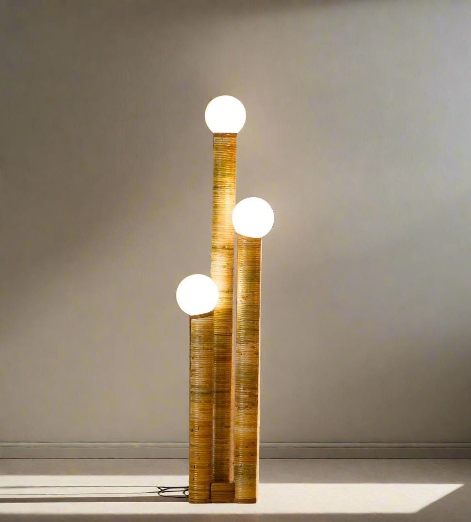 Rattan floor lamp Luigi Trio Light