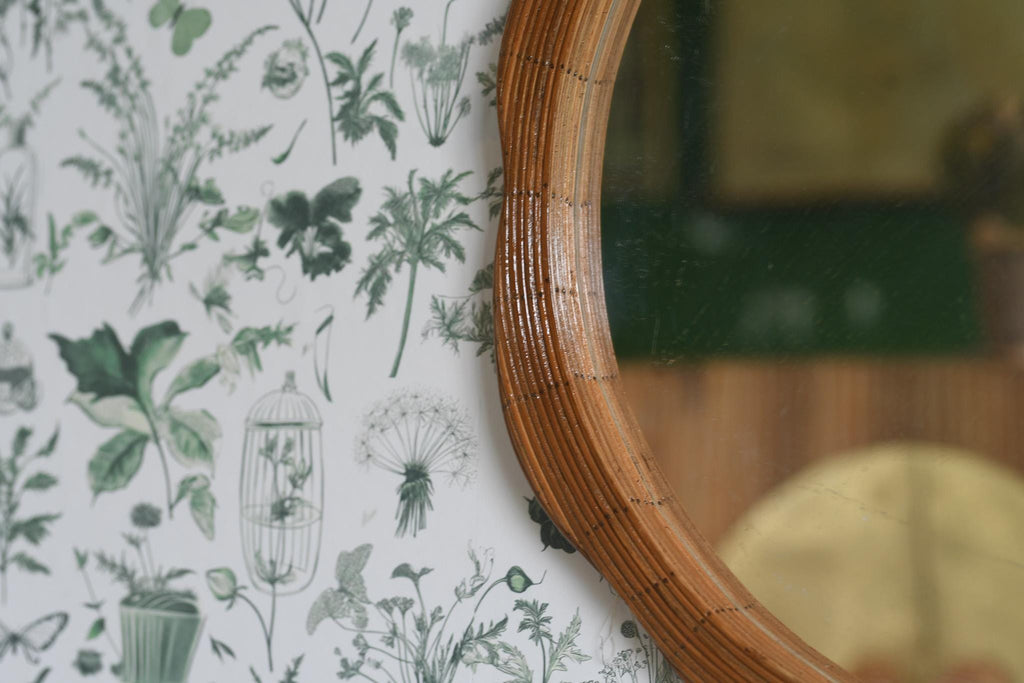 Handcrafted Round Rattan Wall Mirror, 50cm Diameter
