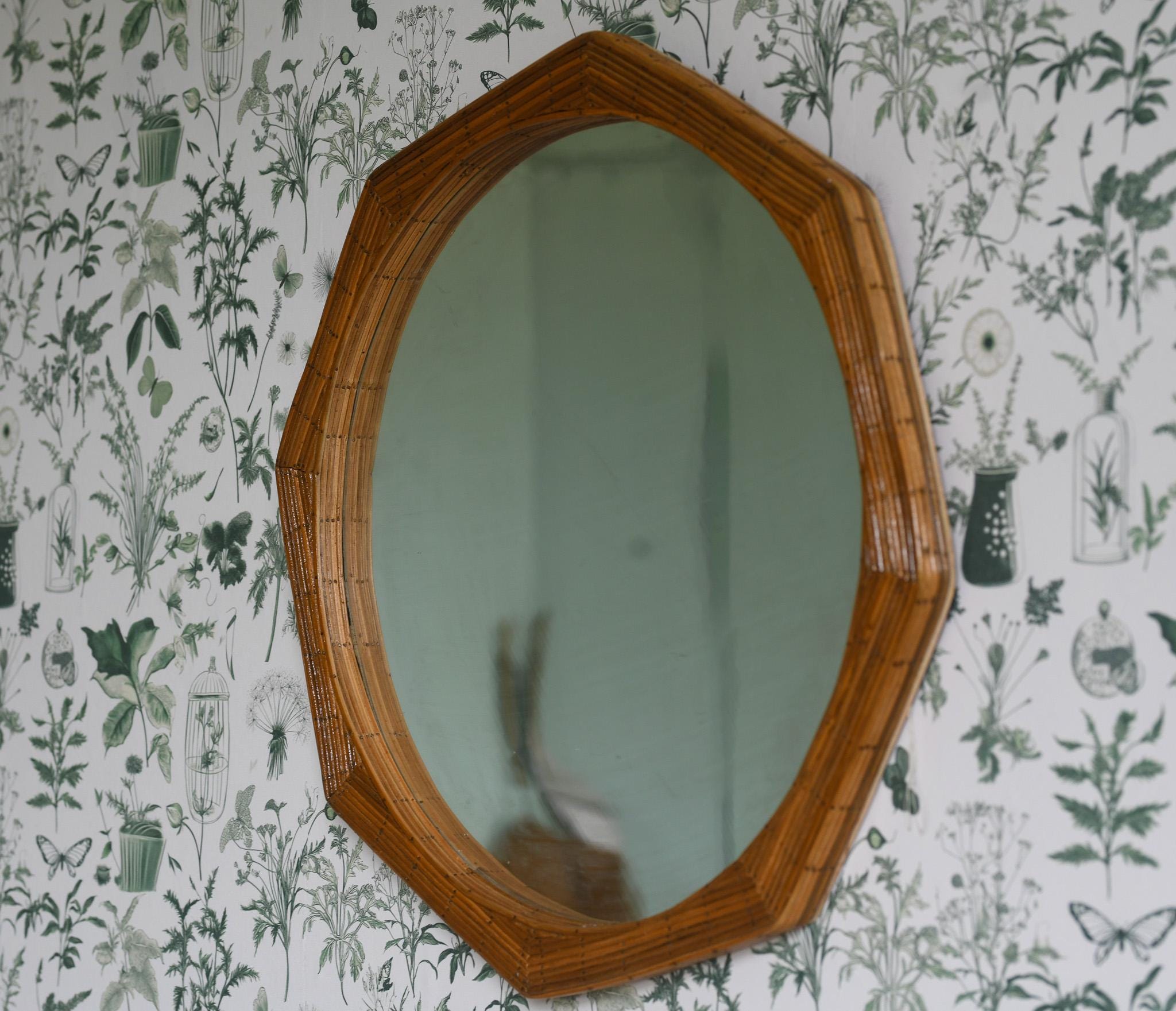 Octagon Shape Framed Pencil Reed Wall Mirror, Bedroom, Hallway, Bathroom Home Decor Mirror