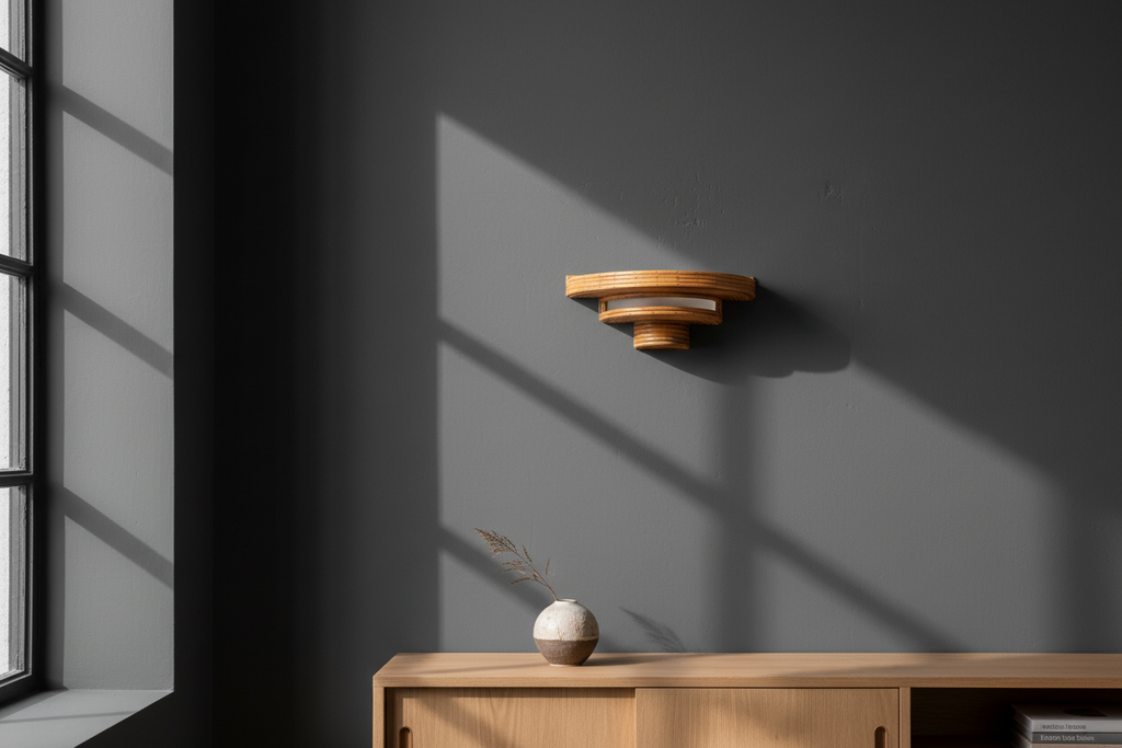 UFoo Rattan Wall Sconce — dimensional profile, Art Deco form, Rattanology