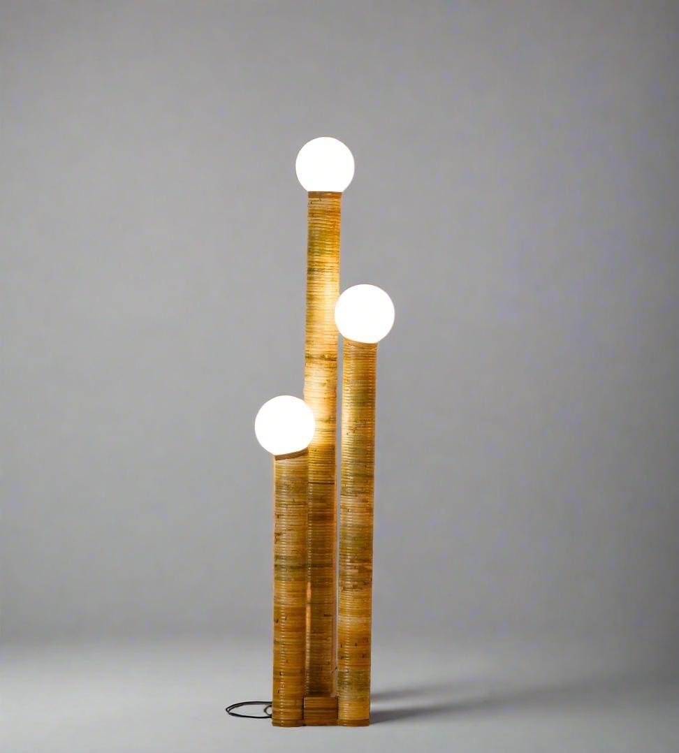 Rattan floor lamp Luigi Trio Light