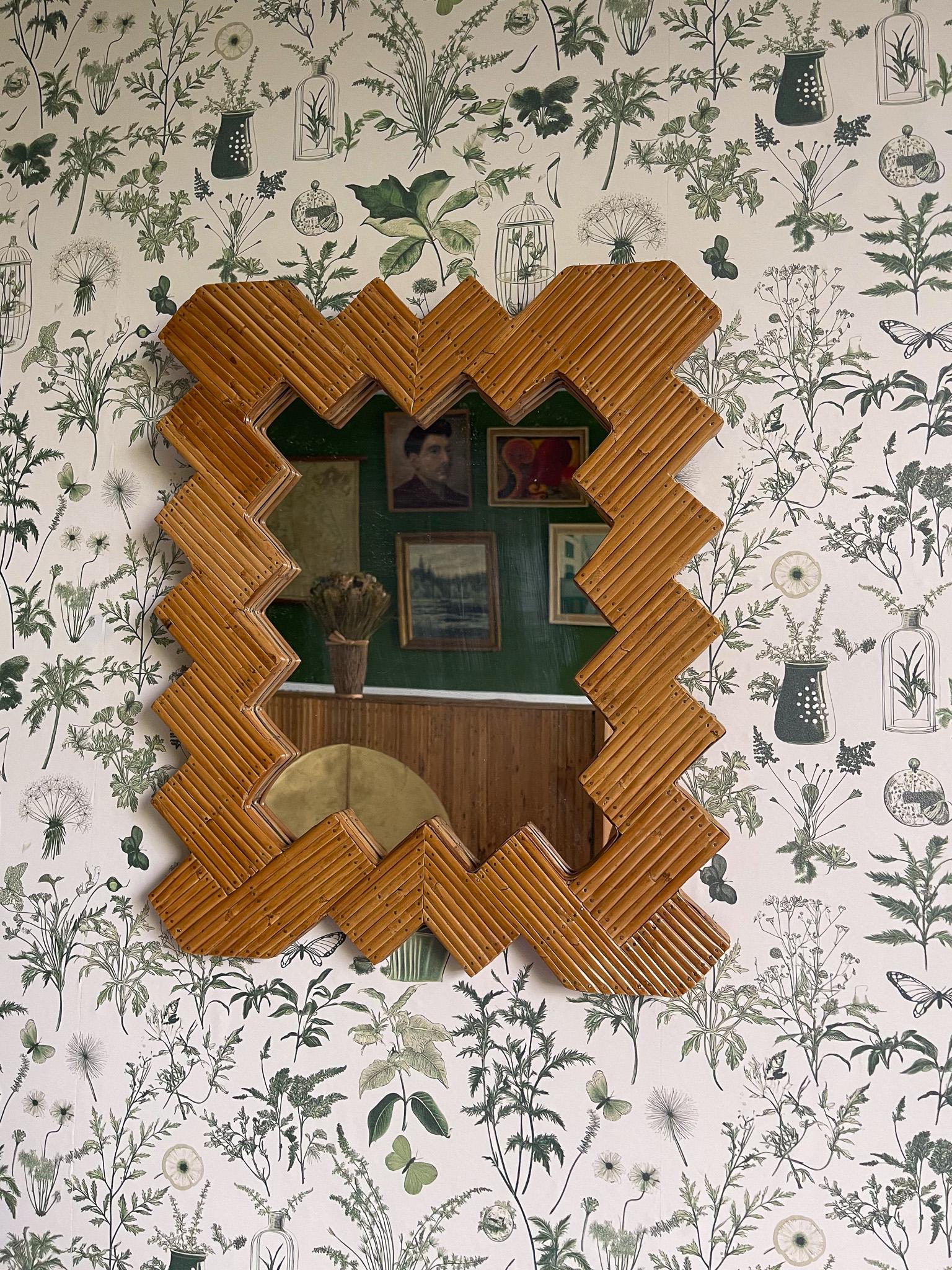 Herringbone Patterned Wall Mounted Mirror Vintage Style, Mirrors