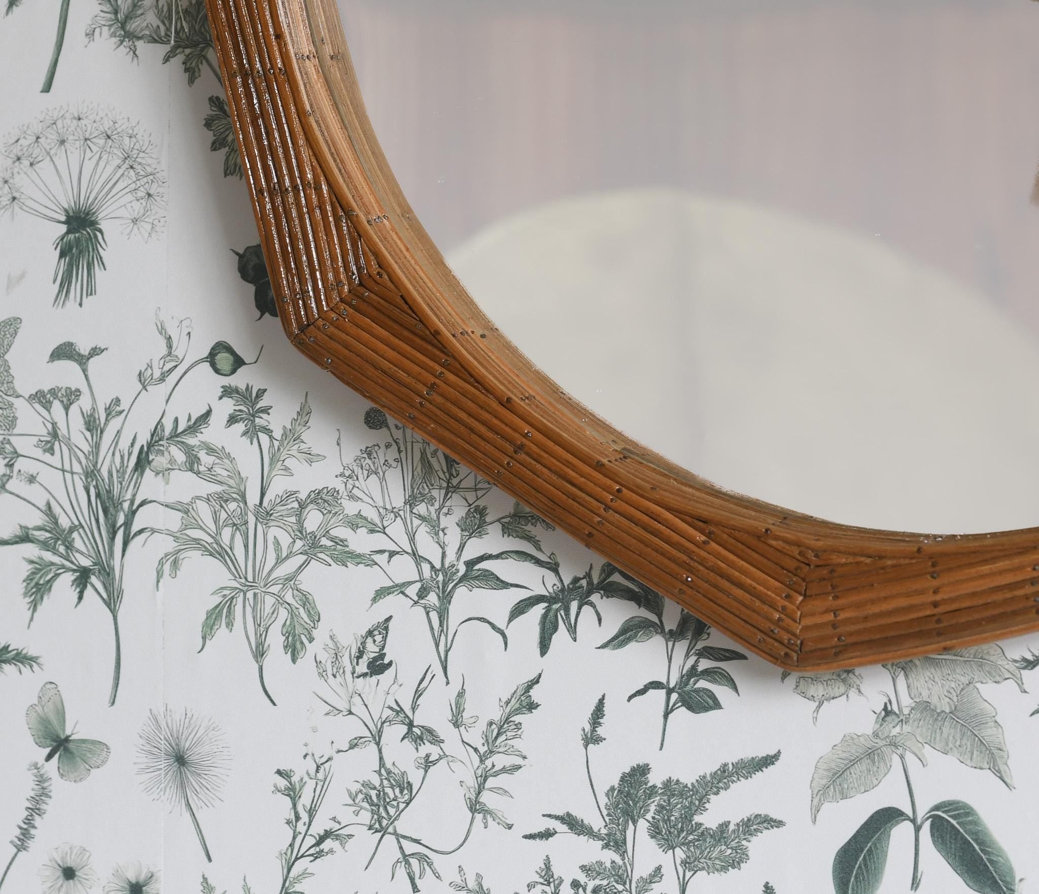 Octagon Shape Framed Pencil Reed Wall Mirror, Bedroom, Hallway, Bathroom Home Decor Mirror
