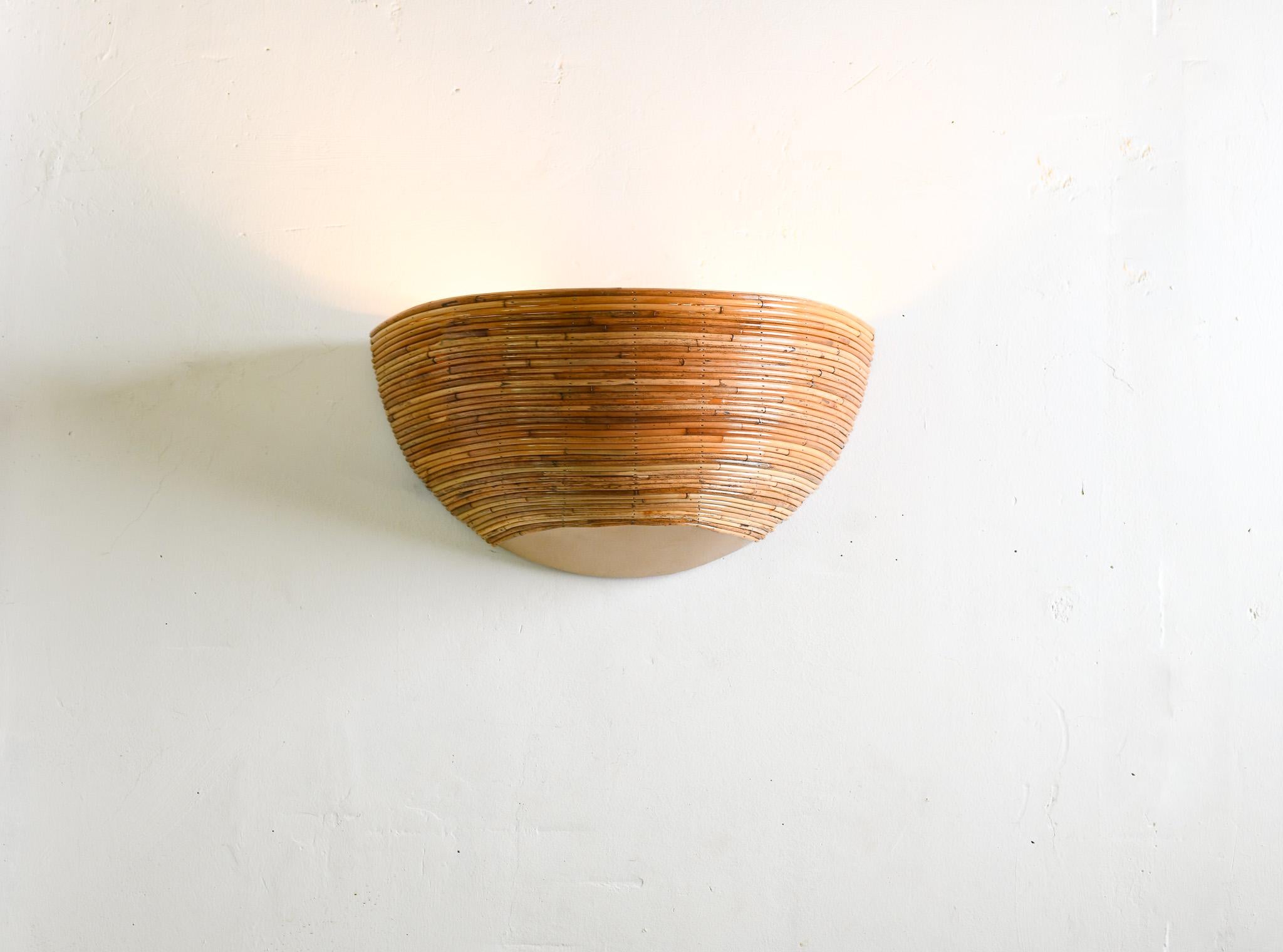 Half Dome Organic Rattan Reed Wall Light