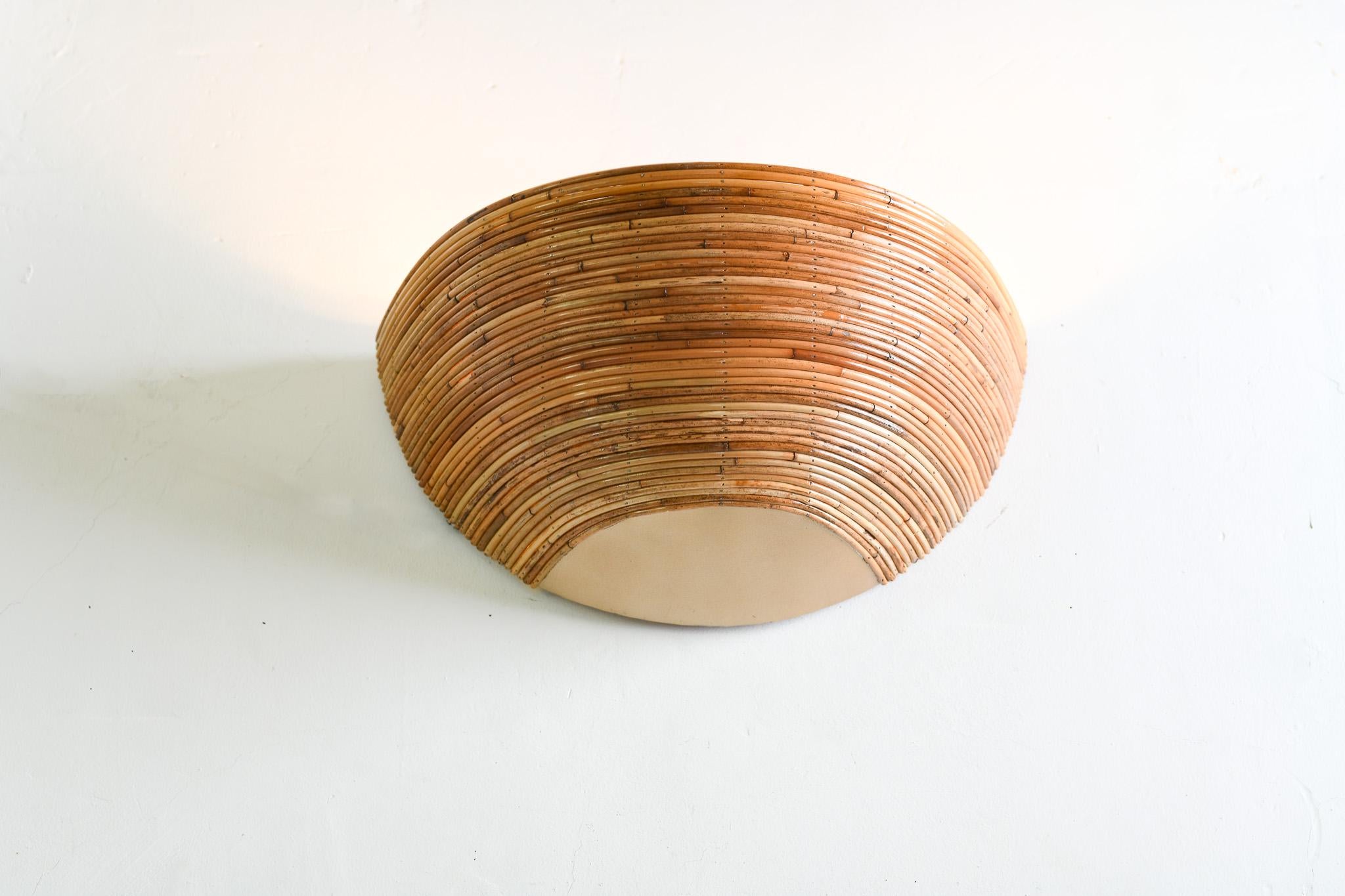 Half Dome Organic Rattan Reed Wall Light