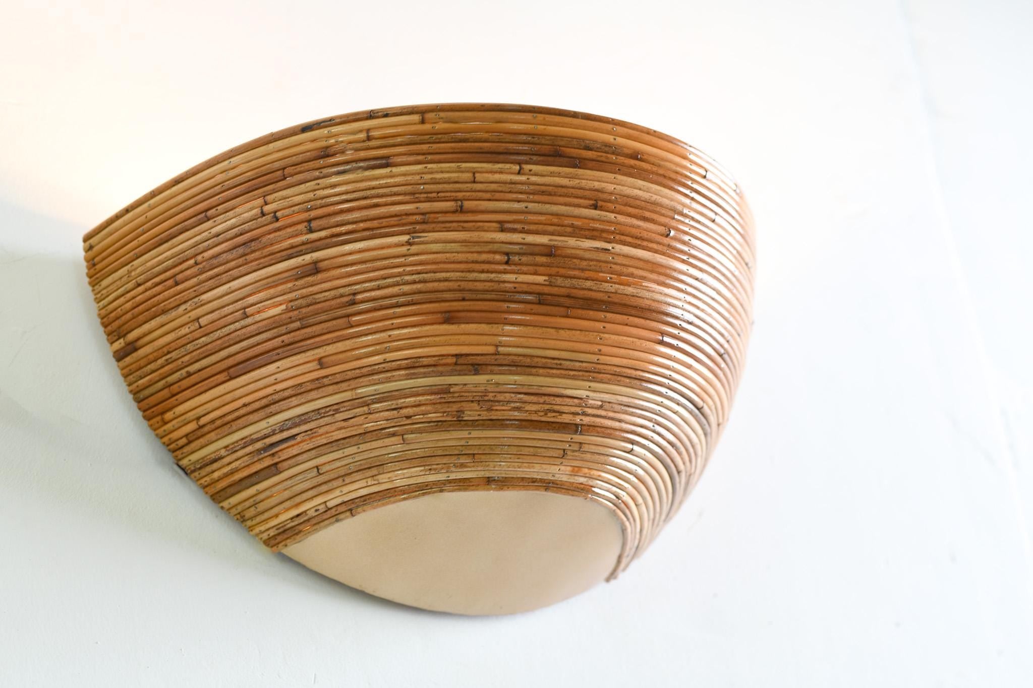 Half Dome Organic Rattan Reed Wall Light